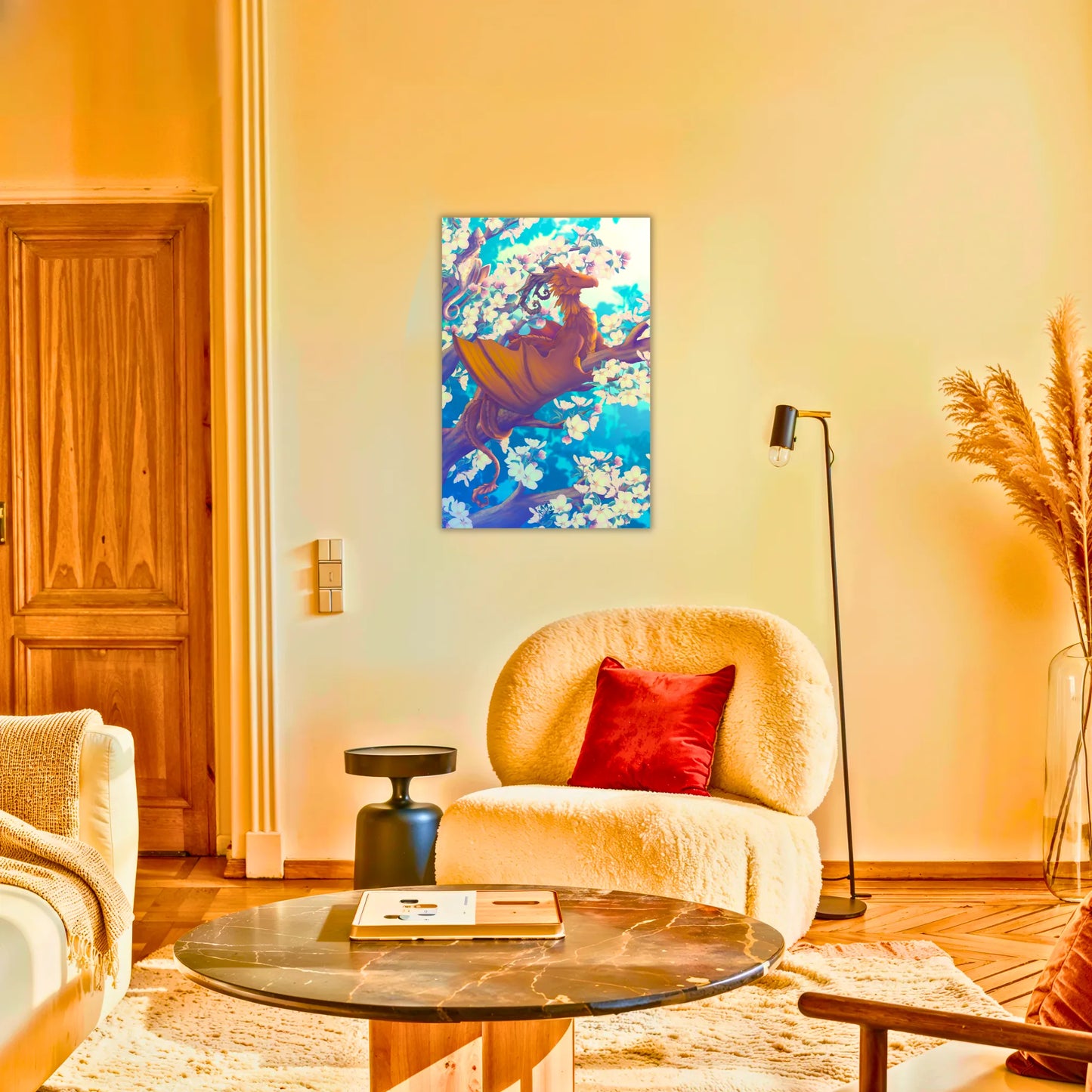 Tableau-dragon-de-bois-au-salon | DreamWay