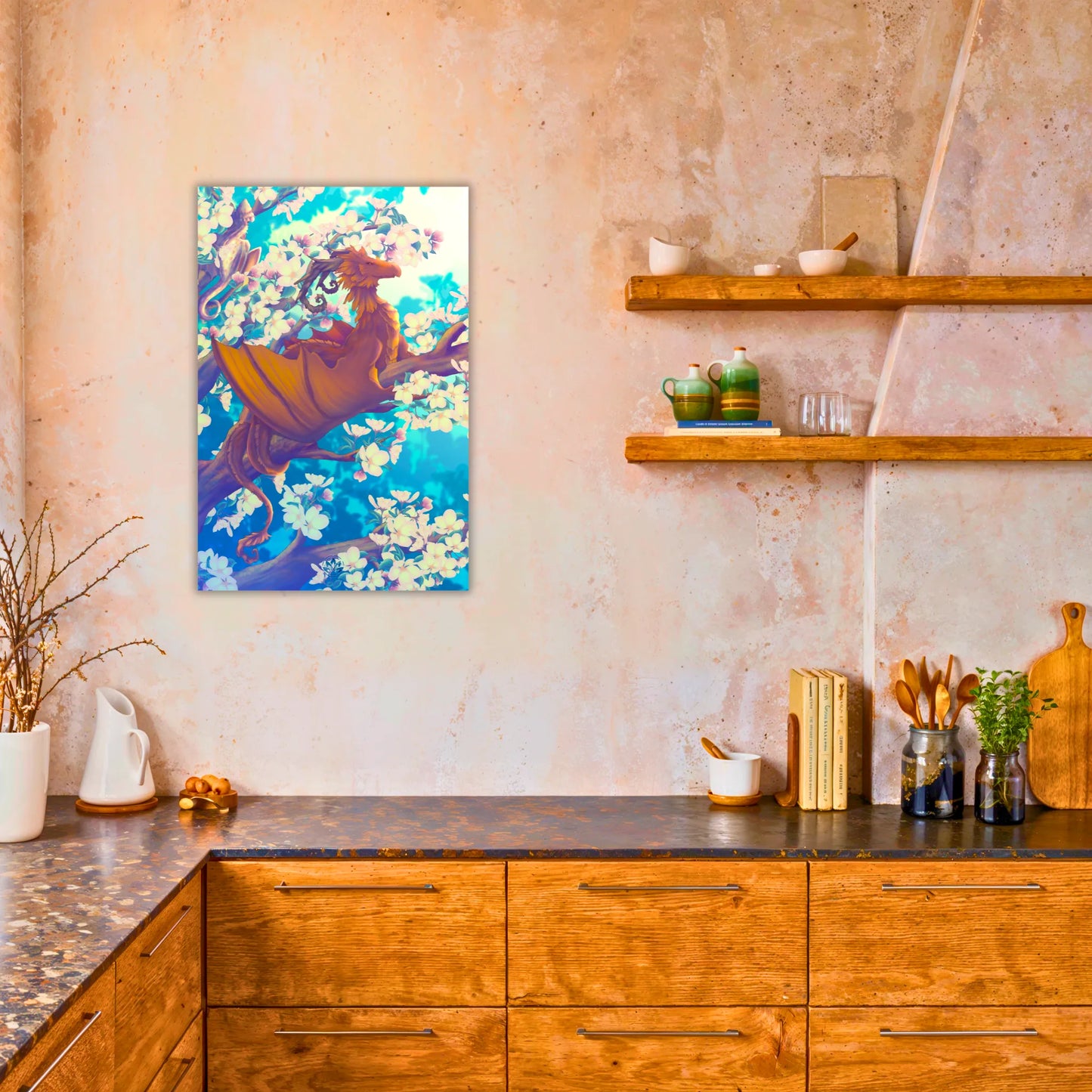 Tableau-dragon-de-bois-dans-la-cuisine | DreamWay