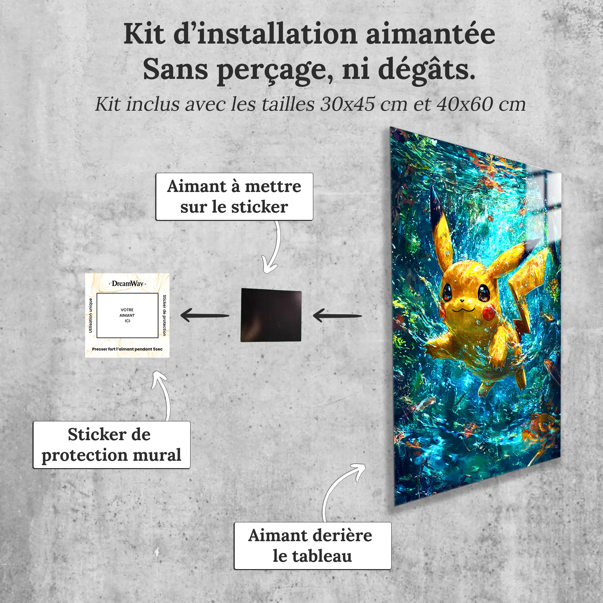 Tableau Pokémon Pikachu Plongeon