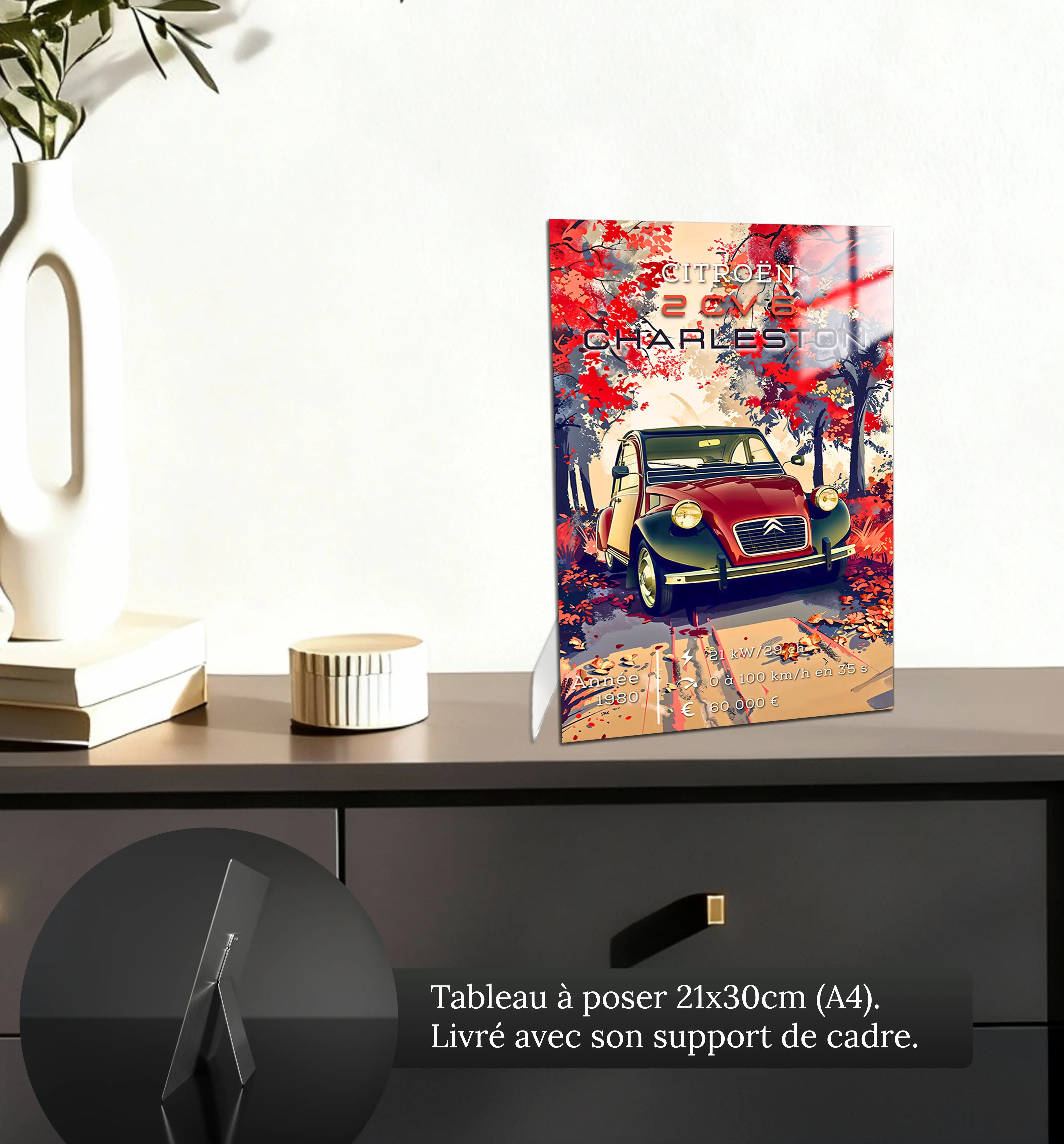 Tableau-2-CV-Citroen-Charleston-petit-format-a-poser-sur-meuble | DreamWay
