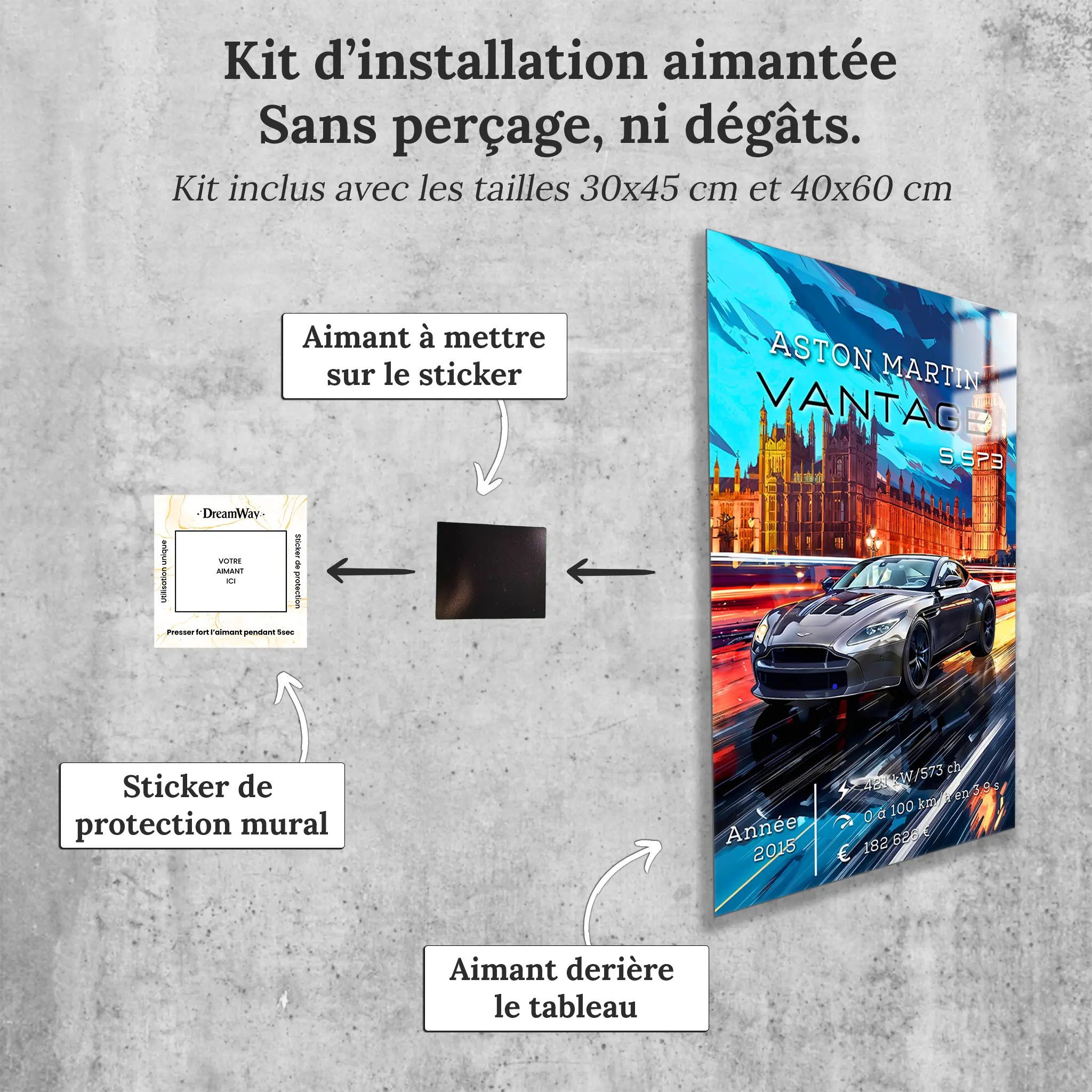 Tableau-Aston-Martin-Vantage-S-573-avec-installation-aimantee | DreamWay