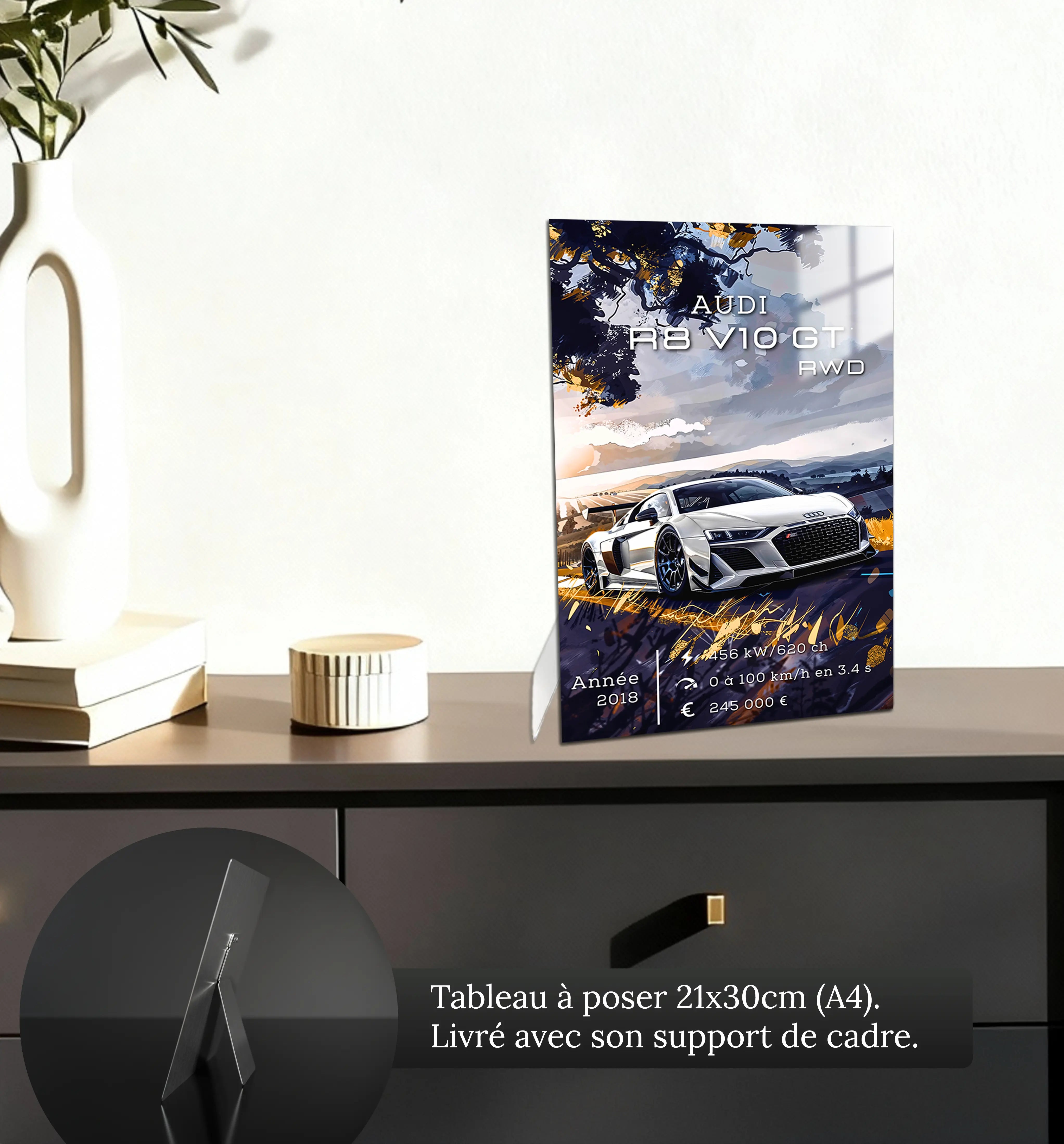 Tableau-Audi-R8-V10-GT-RWD-petit-format-a-poser-sur-meuble | DreamWay