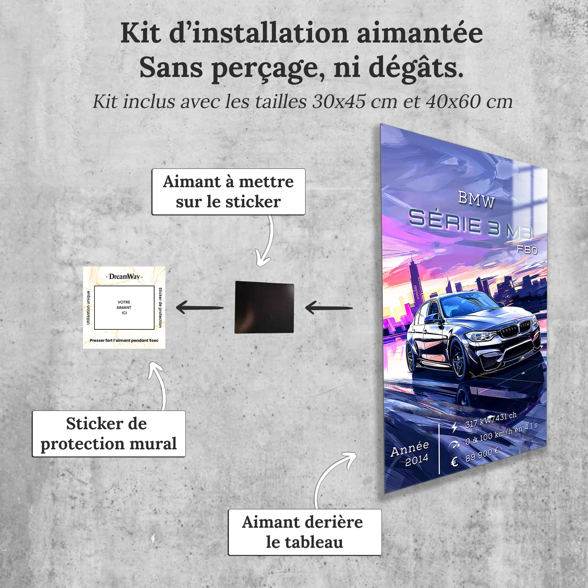 Tableau-BMW-serie-3-M3-R80-avec-installation-aimantee | DreamWay
