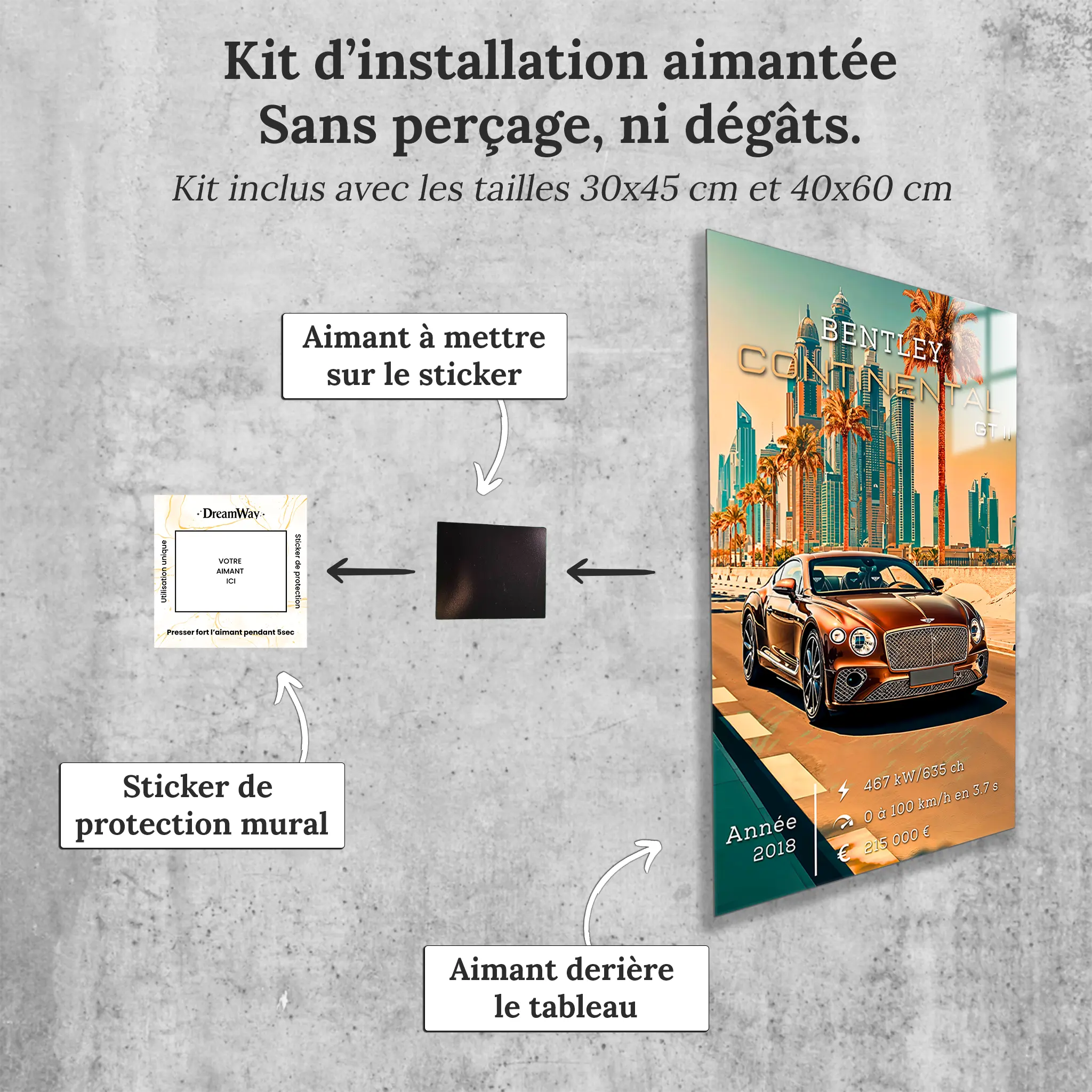 Tableau-Bentley-Continental-GT-II-avec-installation-aimantee | DreamWay