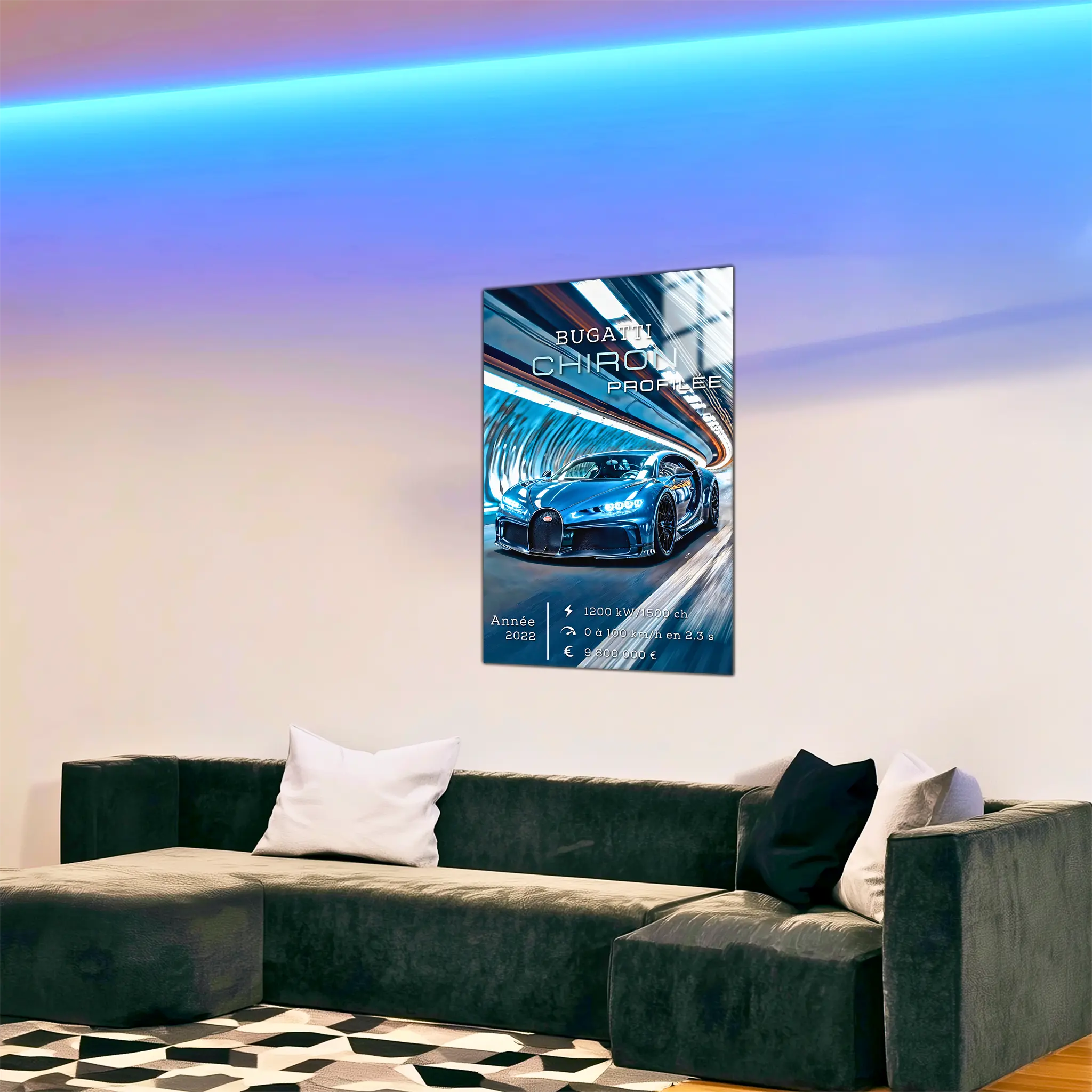 Tableau-Bugatti-Chiron-Profilee-dans-le-salon | DreamWay