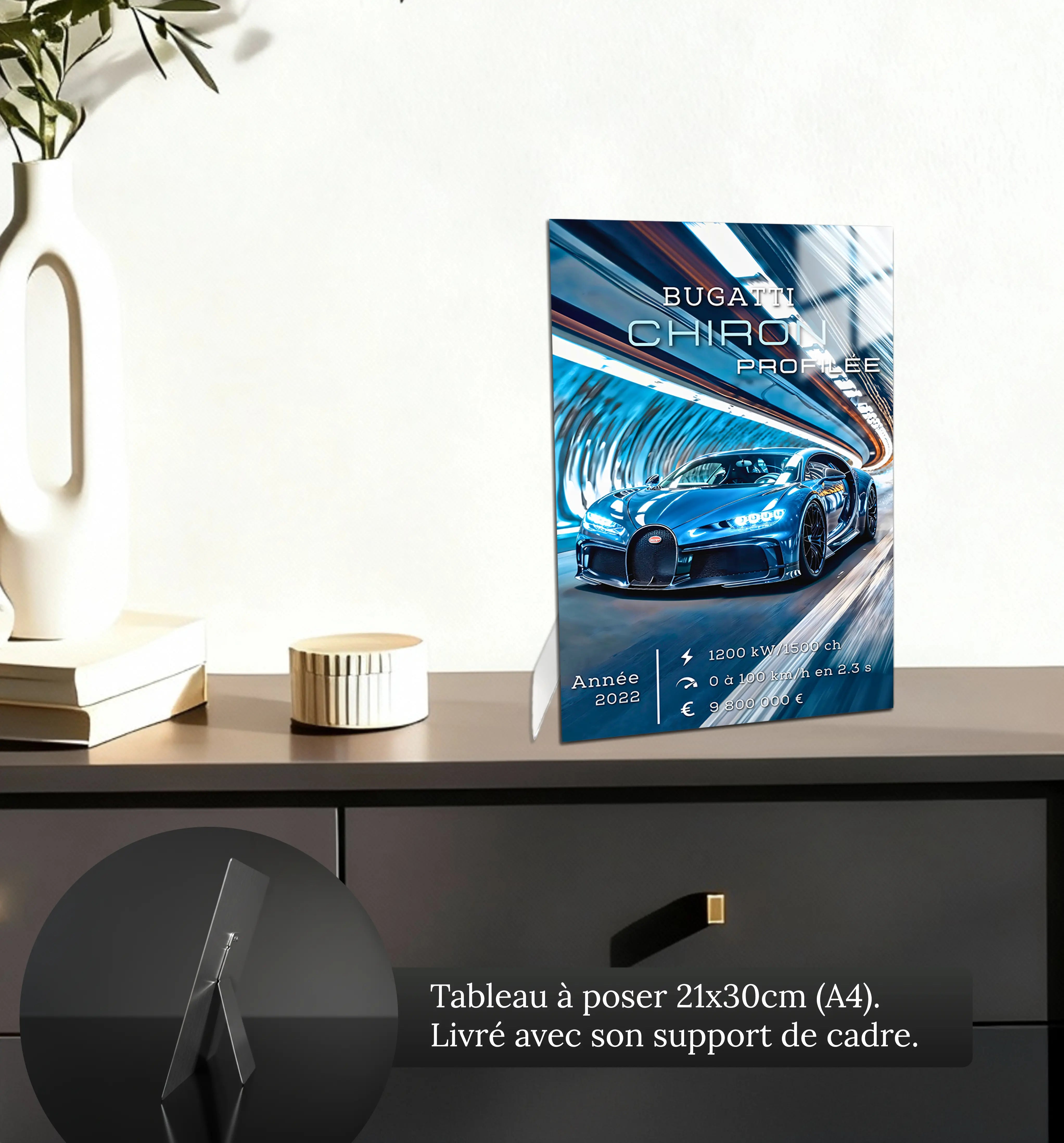 Tableau-Bugatti-Chiron-Profilee-petit-format-a-poser-sur-meuble | DreamWay