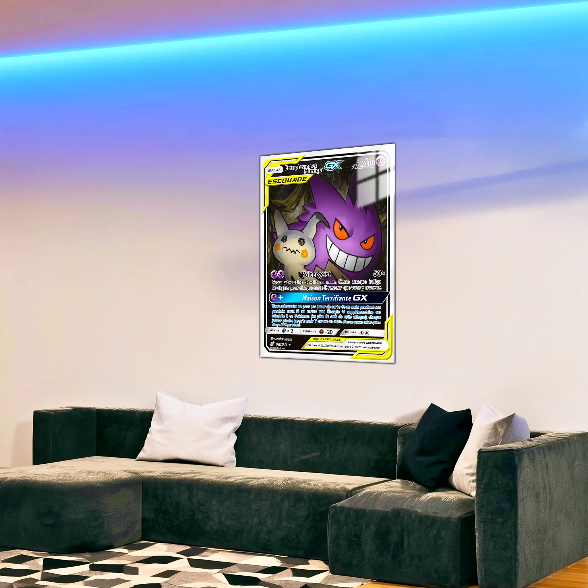 Tableau-Carte-Pokemon-Ectoplasma-et-Mimiqui-Duo-de-Choc-dans-le-salon | DreamWay