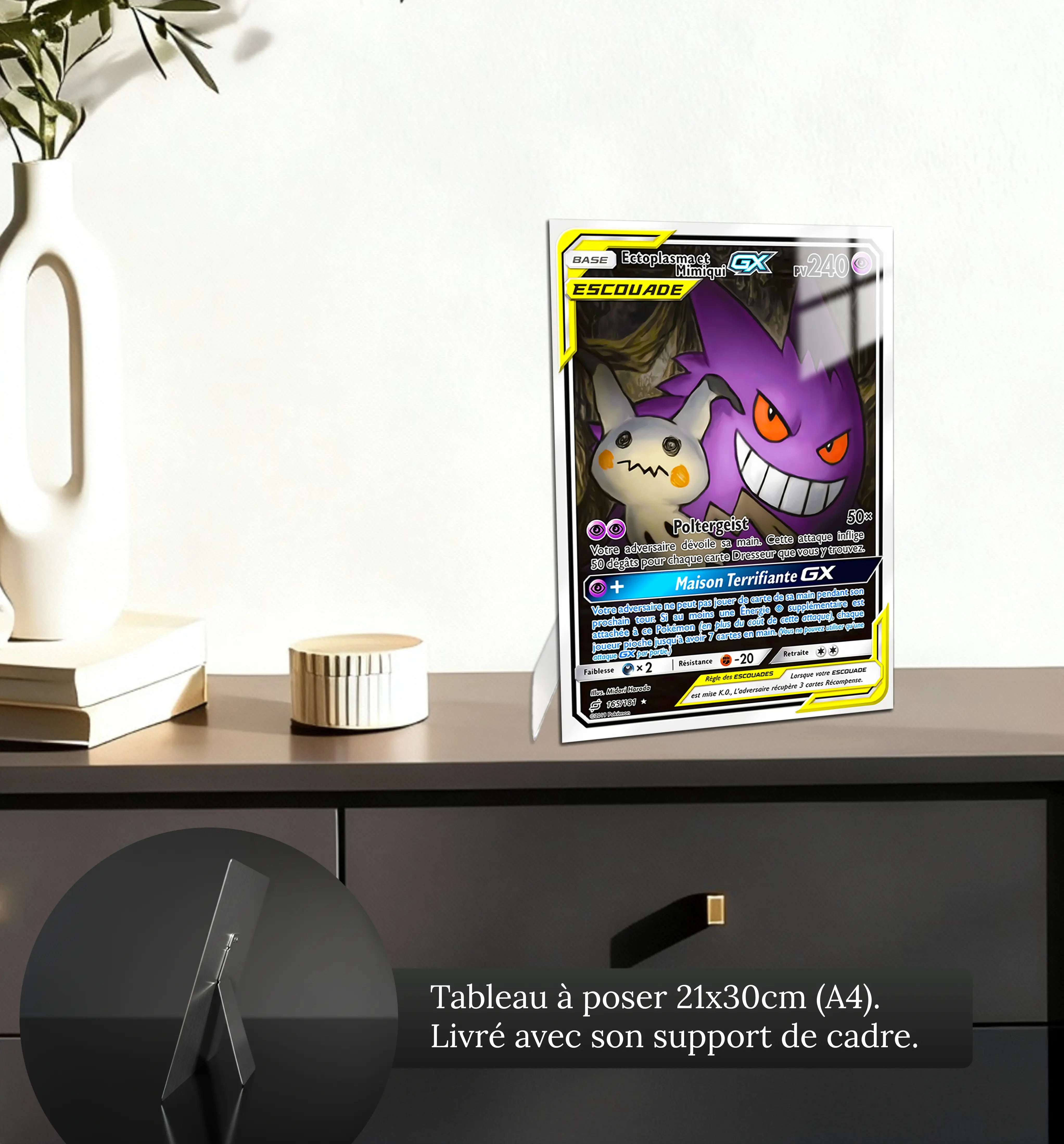 Tableau-Carte-Pokemon-Ectoplasma-et-Mimiqui-Duo-de-Choc-petit-format-a-poser-sur-meuble | DreamWay