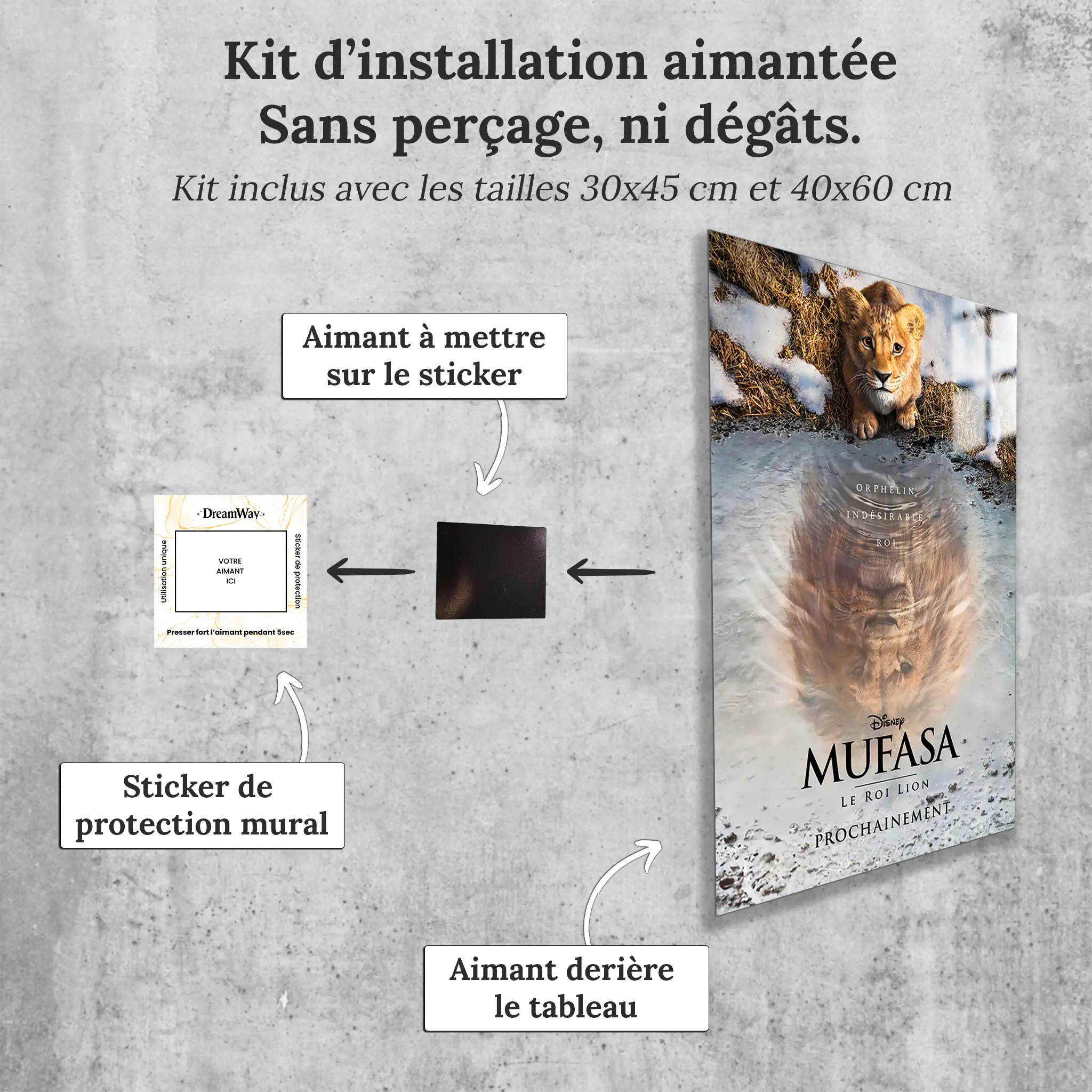 Tableau-Disney-Affiche-Mufasa-avec-installation-aimantee | DreamWay