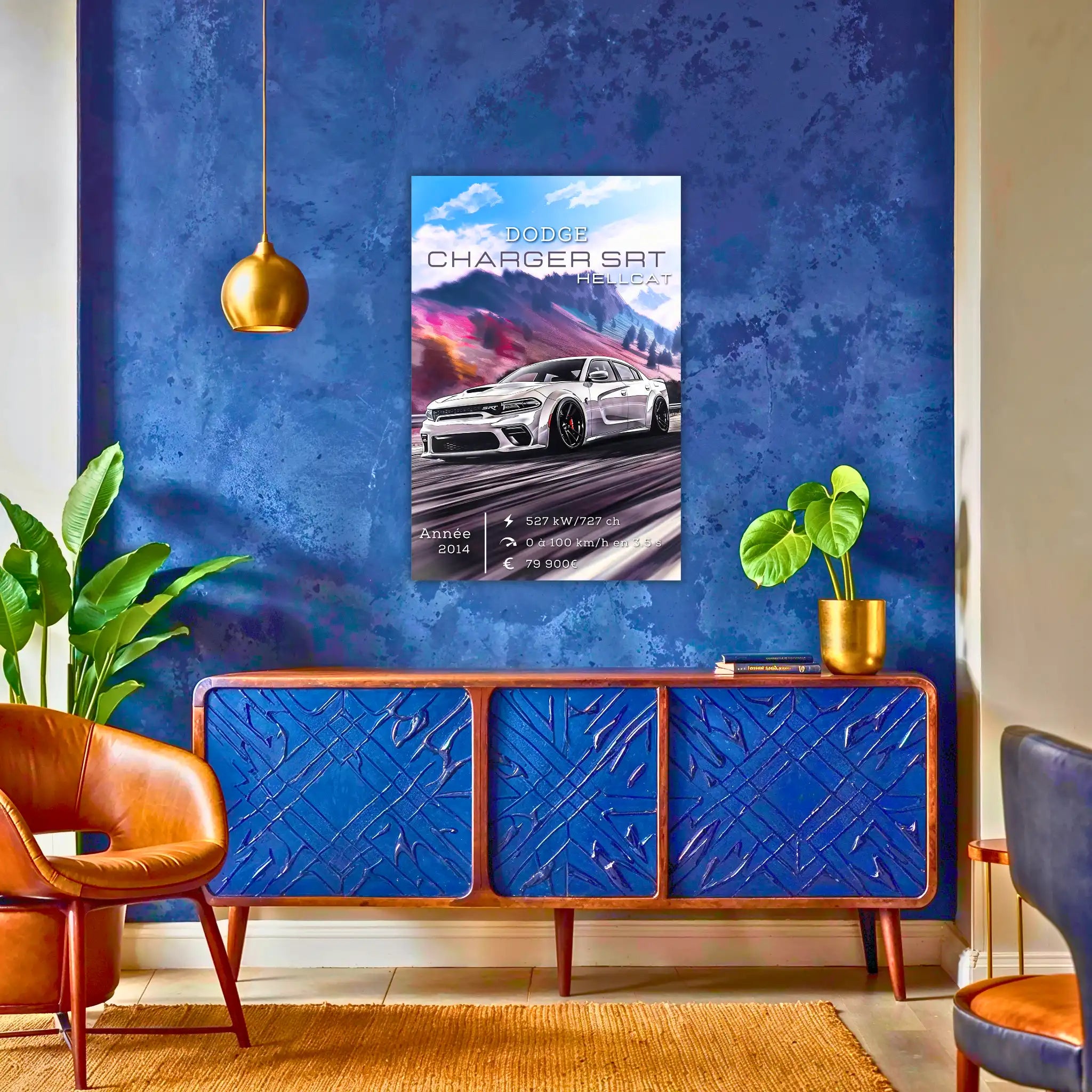 Tableau-Dodge-Charger-SRT-Hellcat-au-dessus-du-buffet | DreamWay