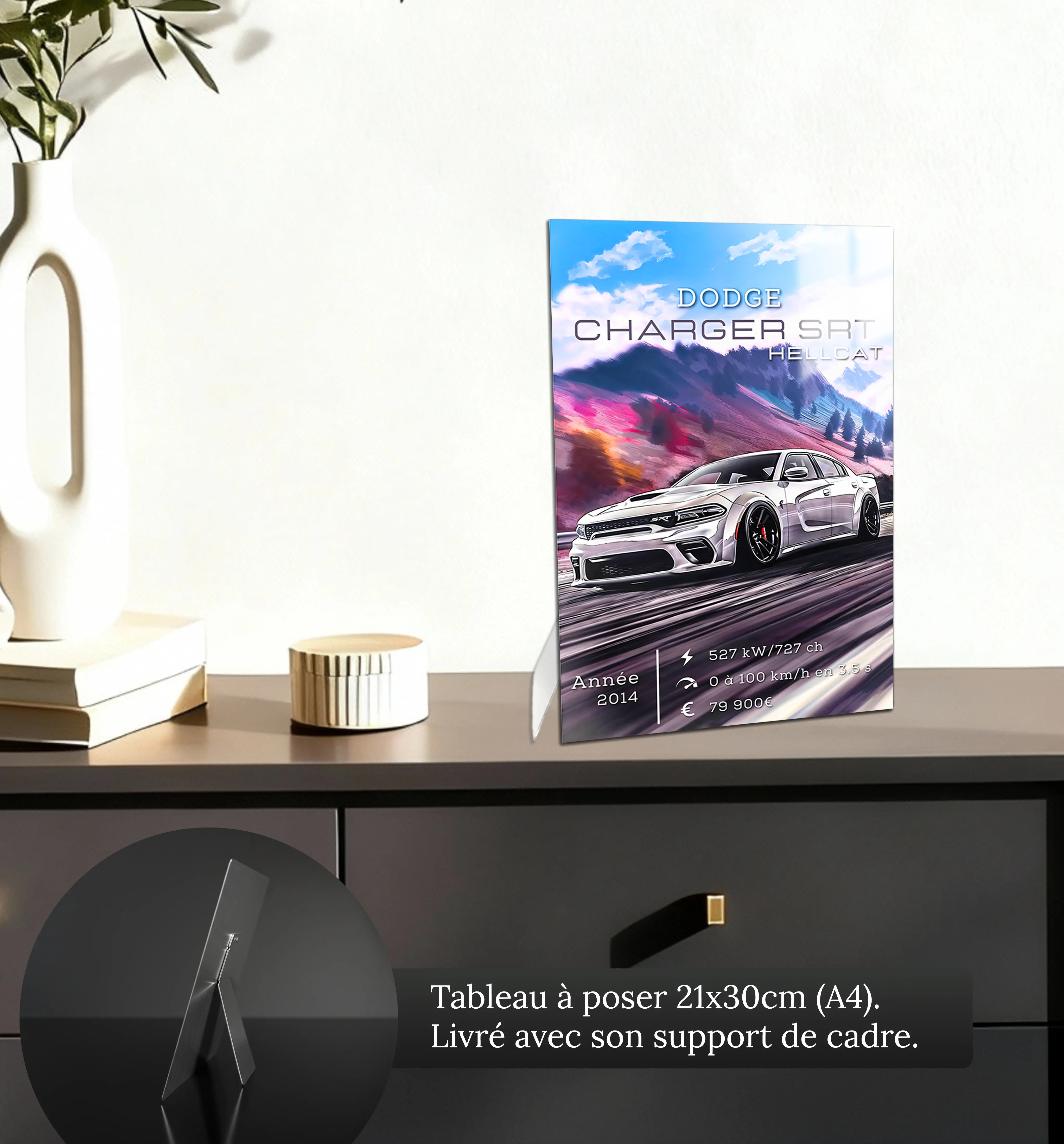 Tableau-Dodge-Charger-SRT-Hellcat-petit-format-a-poser-sur-meuble | DreamWay