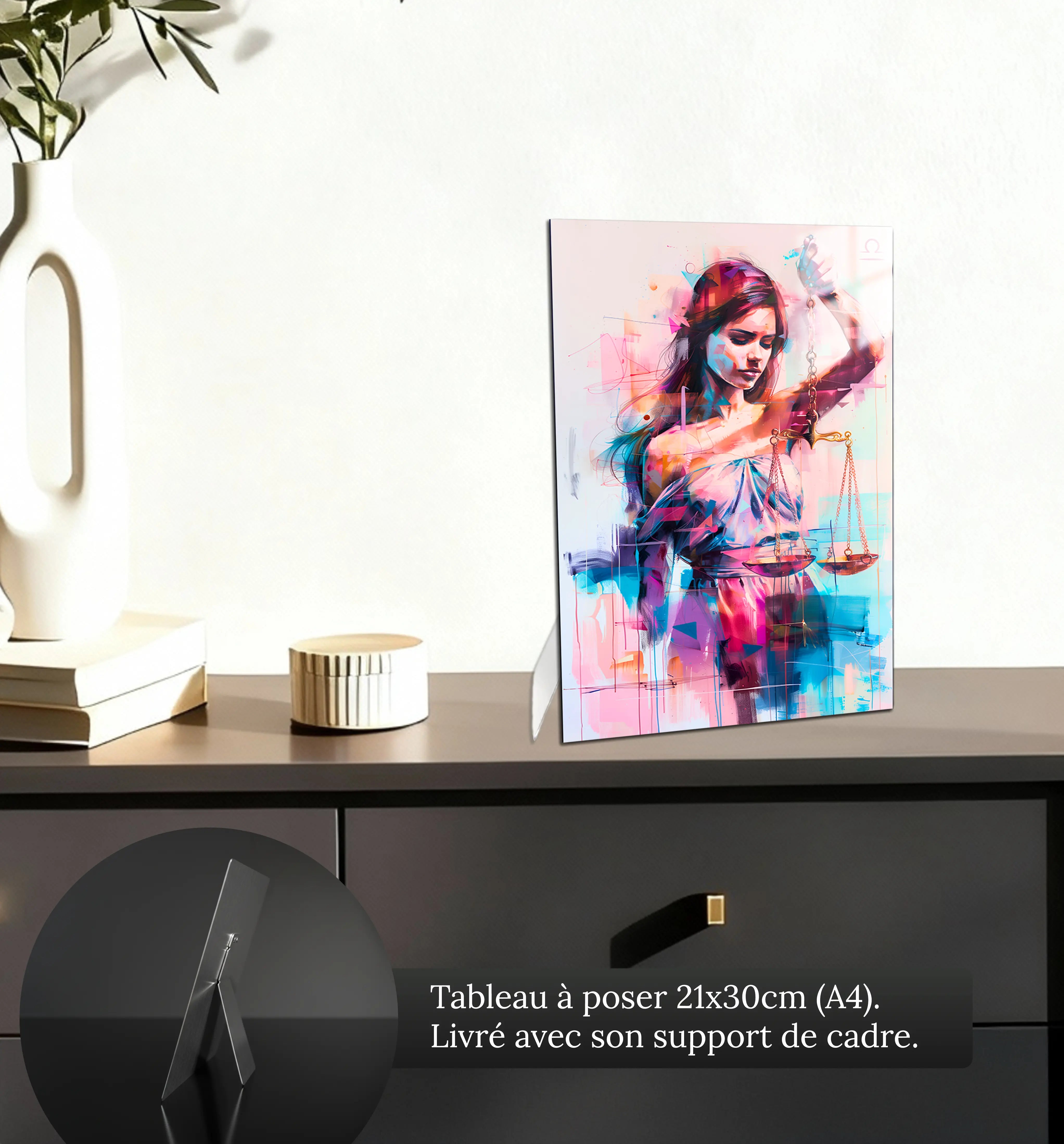 Tableau-Femme-Balance-petit-format-a-poser-sur-meuble | DreamWay