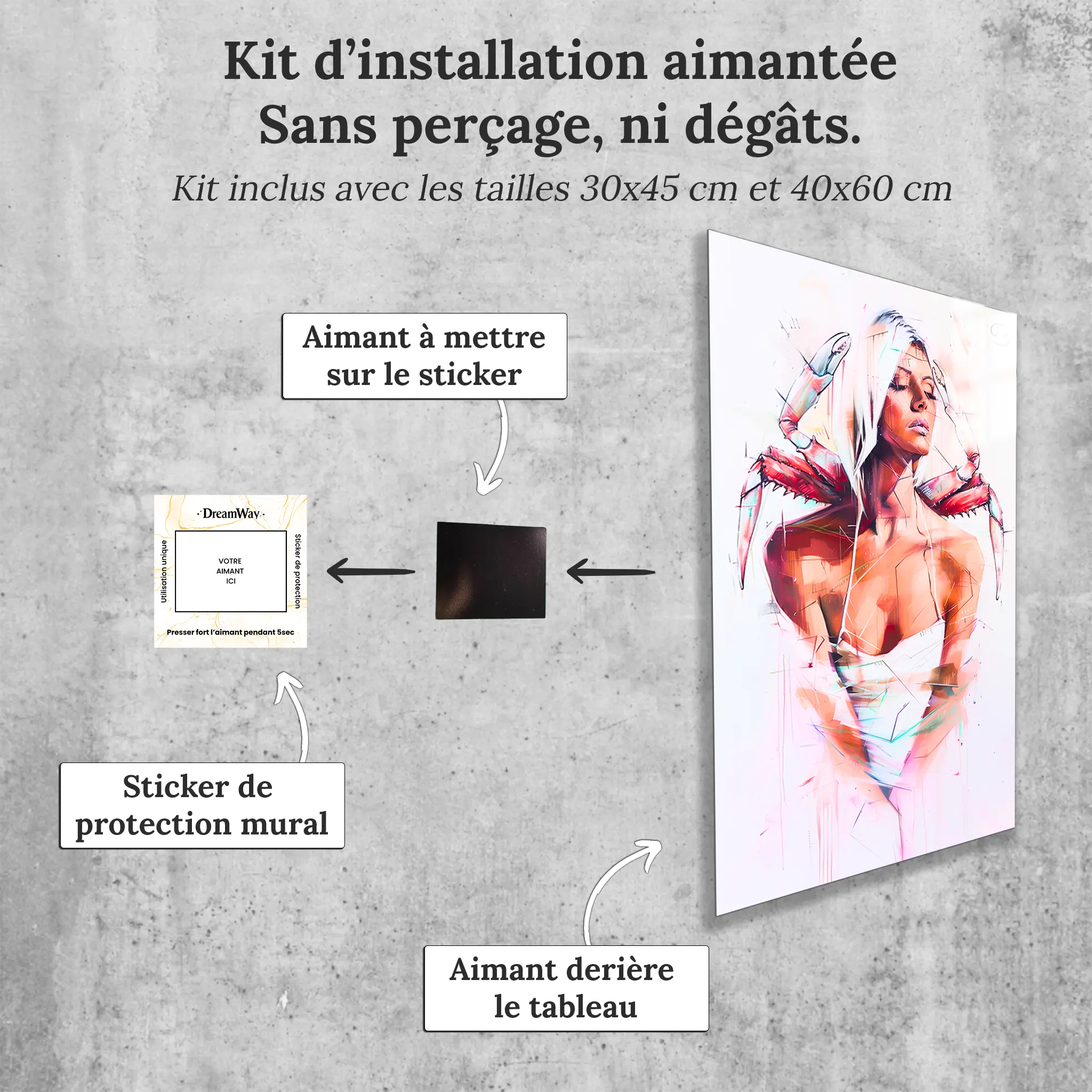 Tableau-Femme-Cancer-avec-installation-aimantee | DreamWay