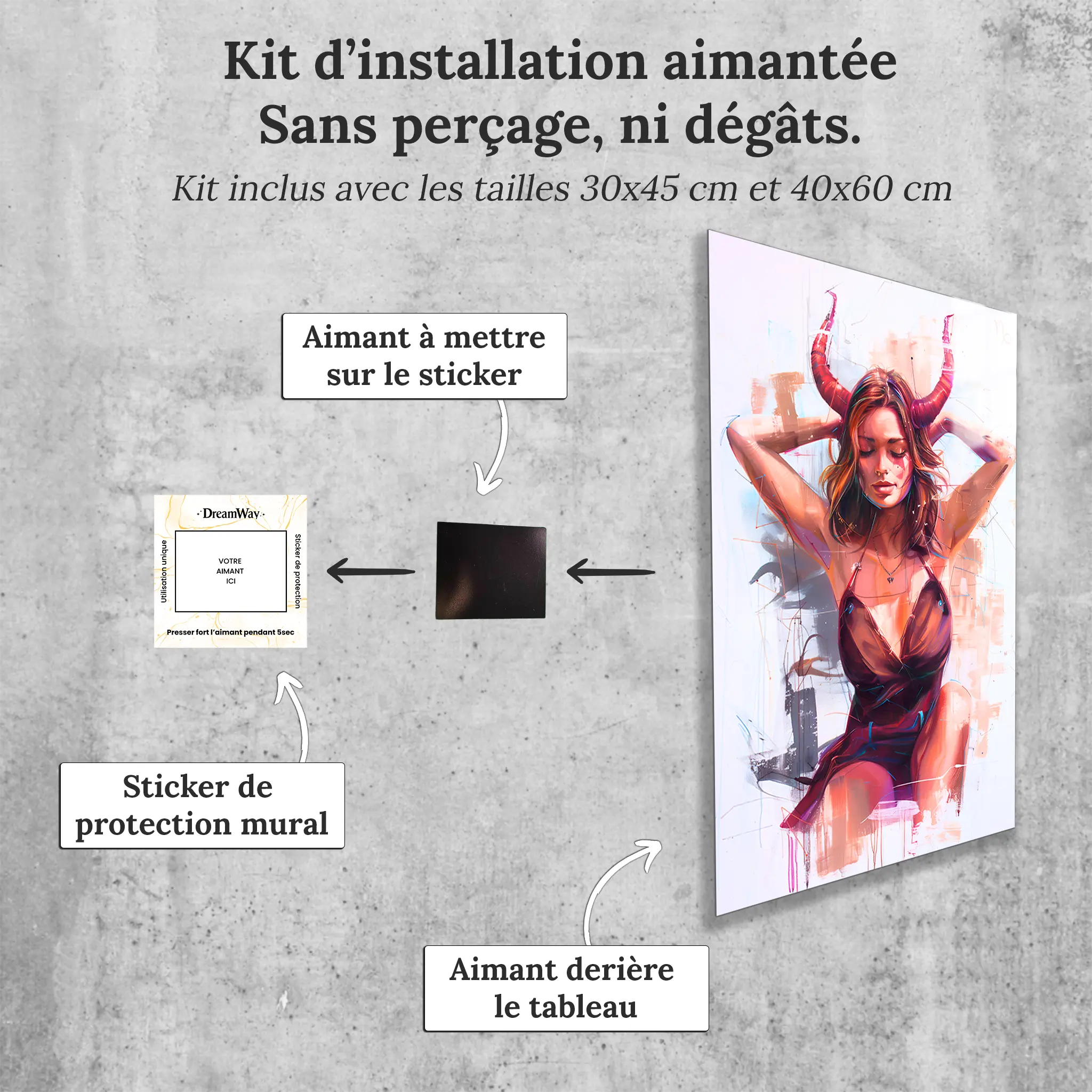 Tableau-Femme-Capricorne-avec-installation-aimantee | DreamWay