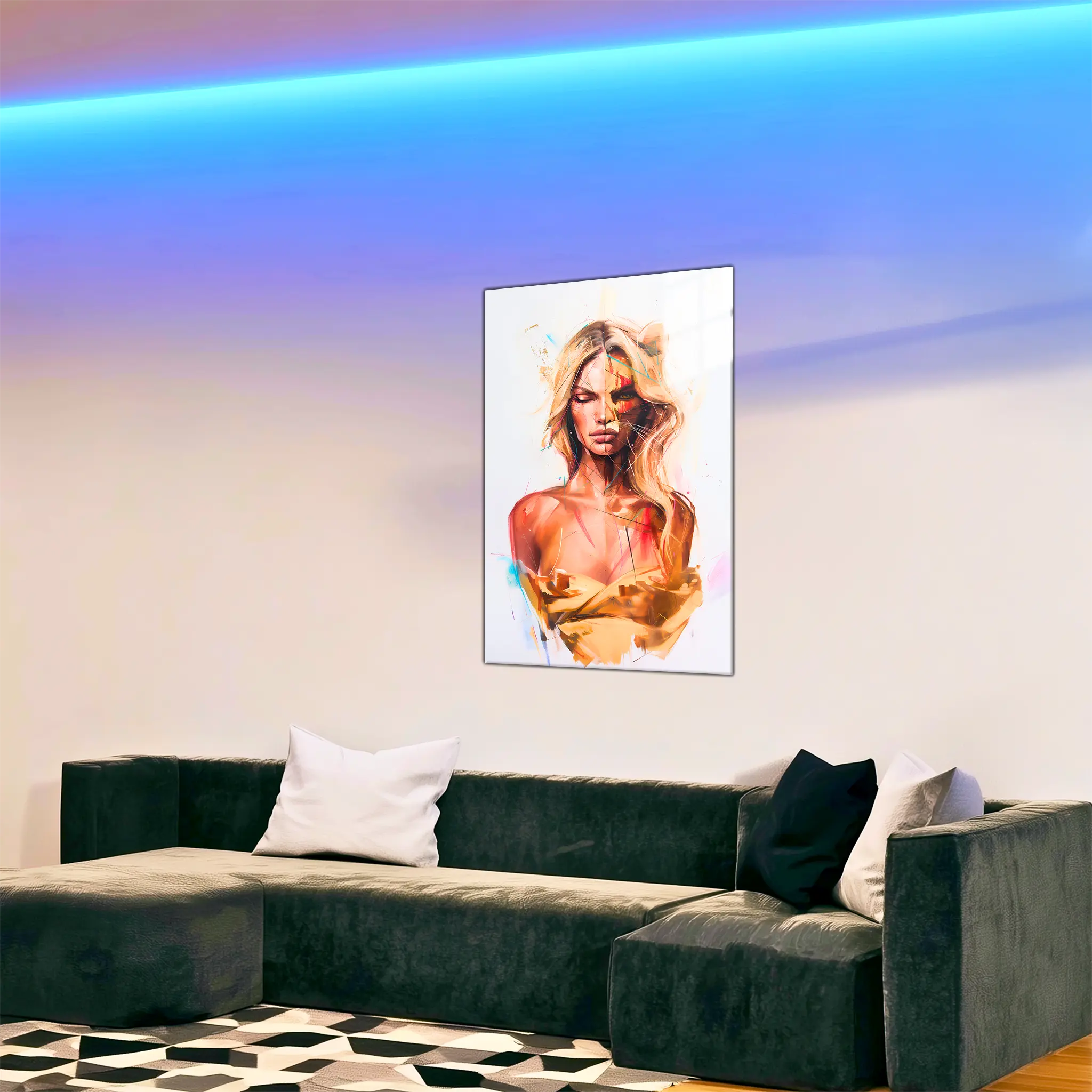 Tableau-Femme-Lion-dans-le-salon | DreamWay