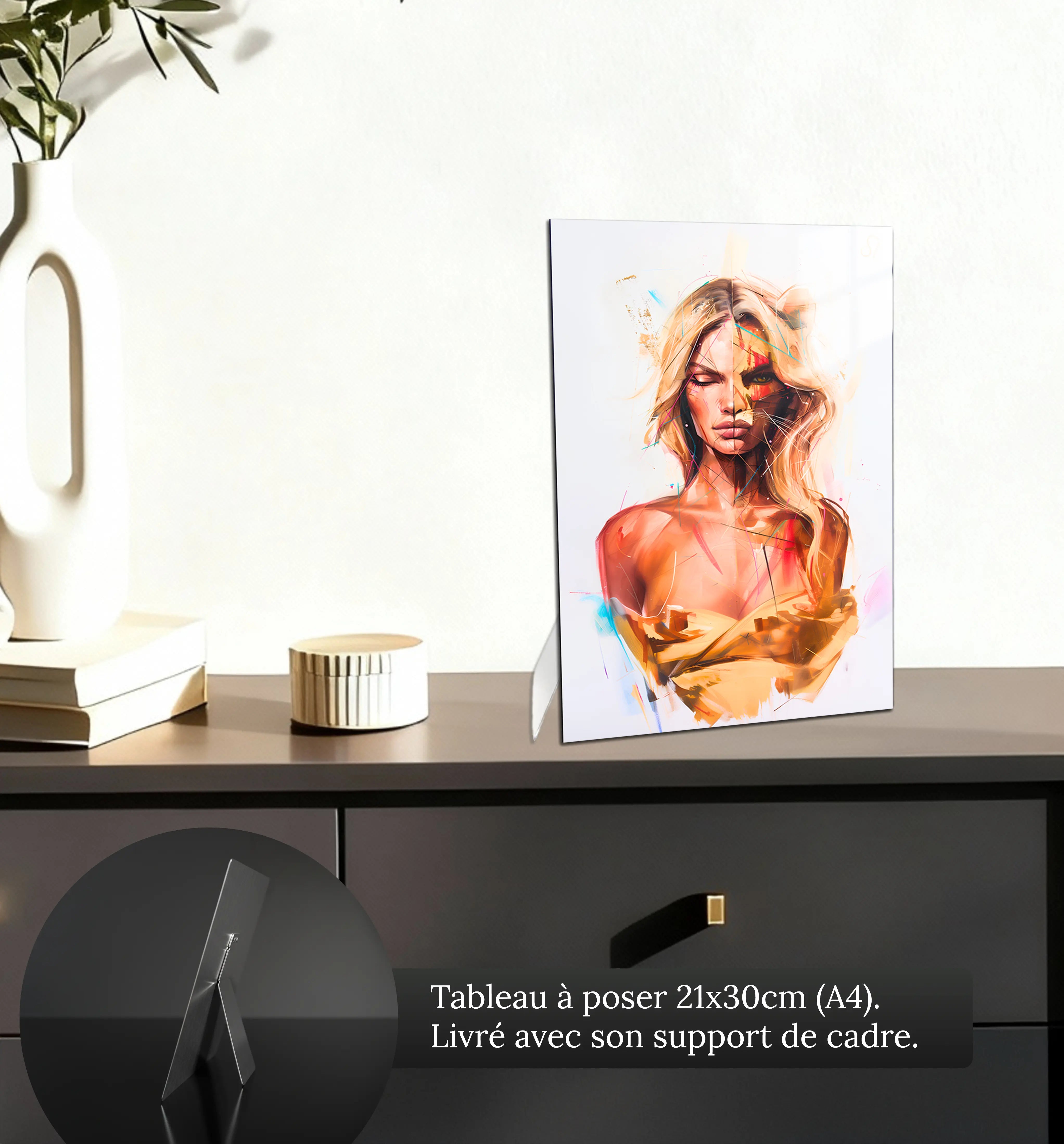 Tableau-Femme-Lion-petit-format-a-poser-sur-meuble | DreamWay