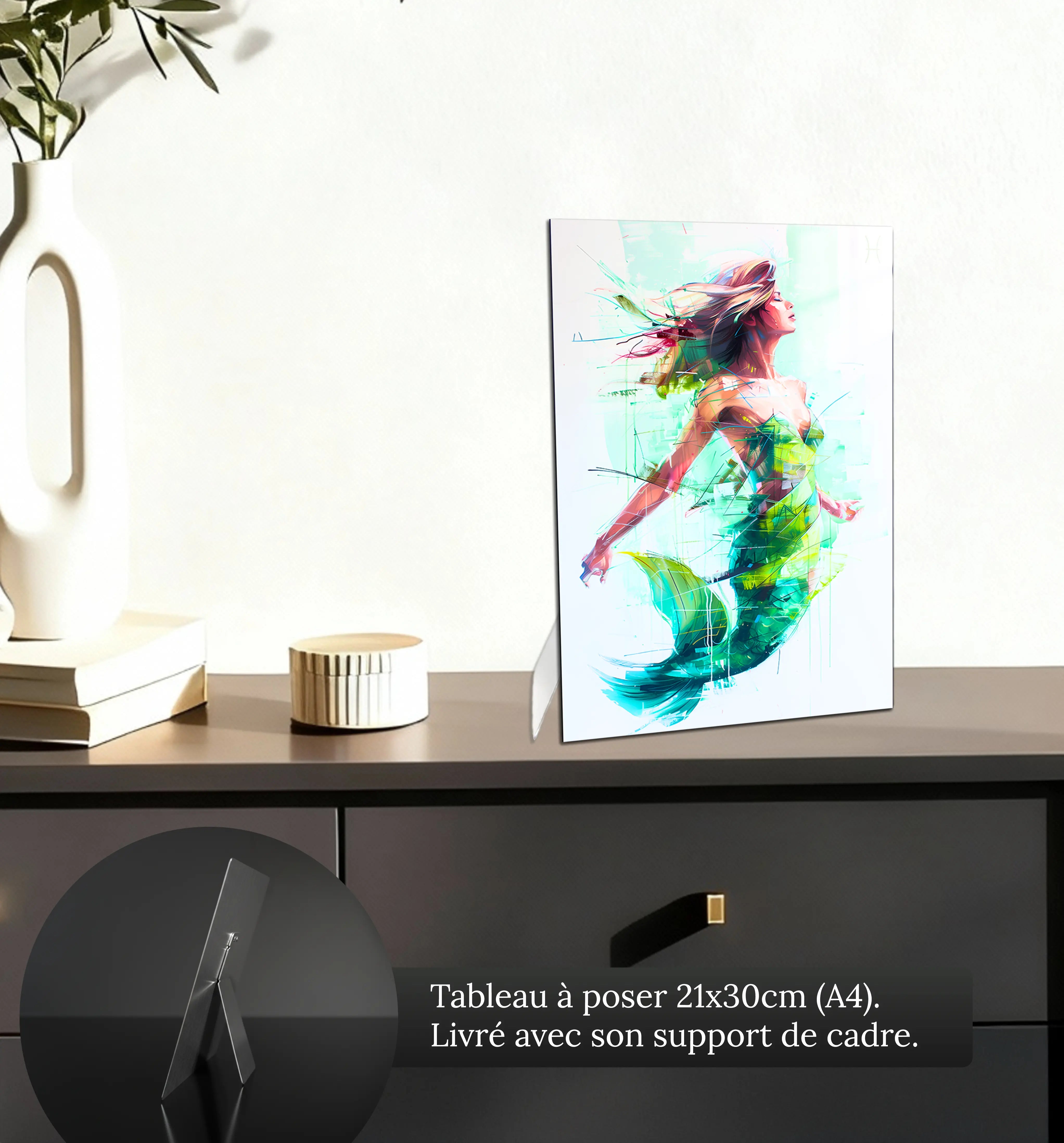 Tableau-Femme-Poisson-petit-format-a-poser-sur-meuble | DreamWay