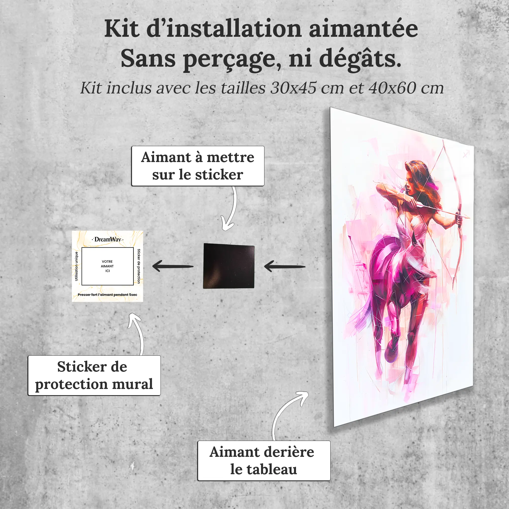 Tableau-Femme-Sagittaire-avec-installation-aimantee | DreamWay