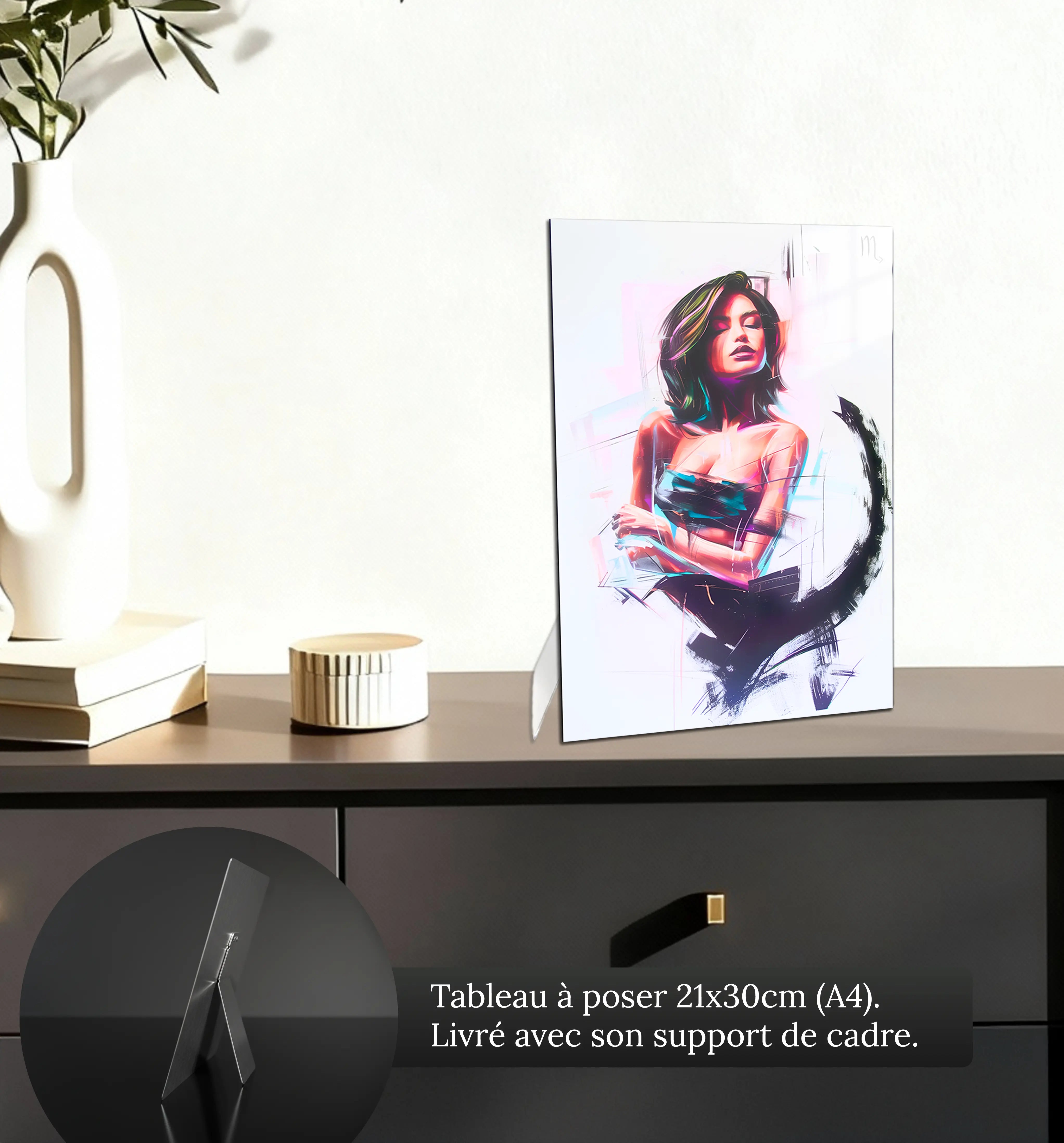 Tableau-Femme-Scorpion-petit-format-a-poser-sur-meuble | DreamWay