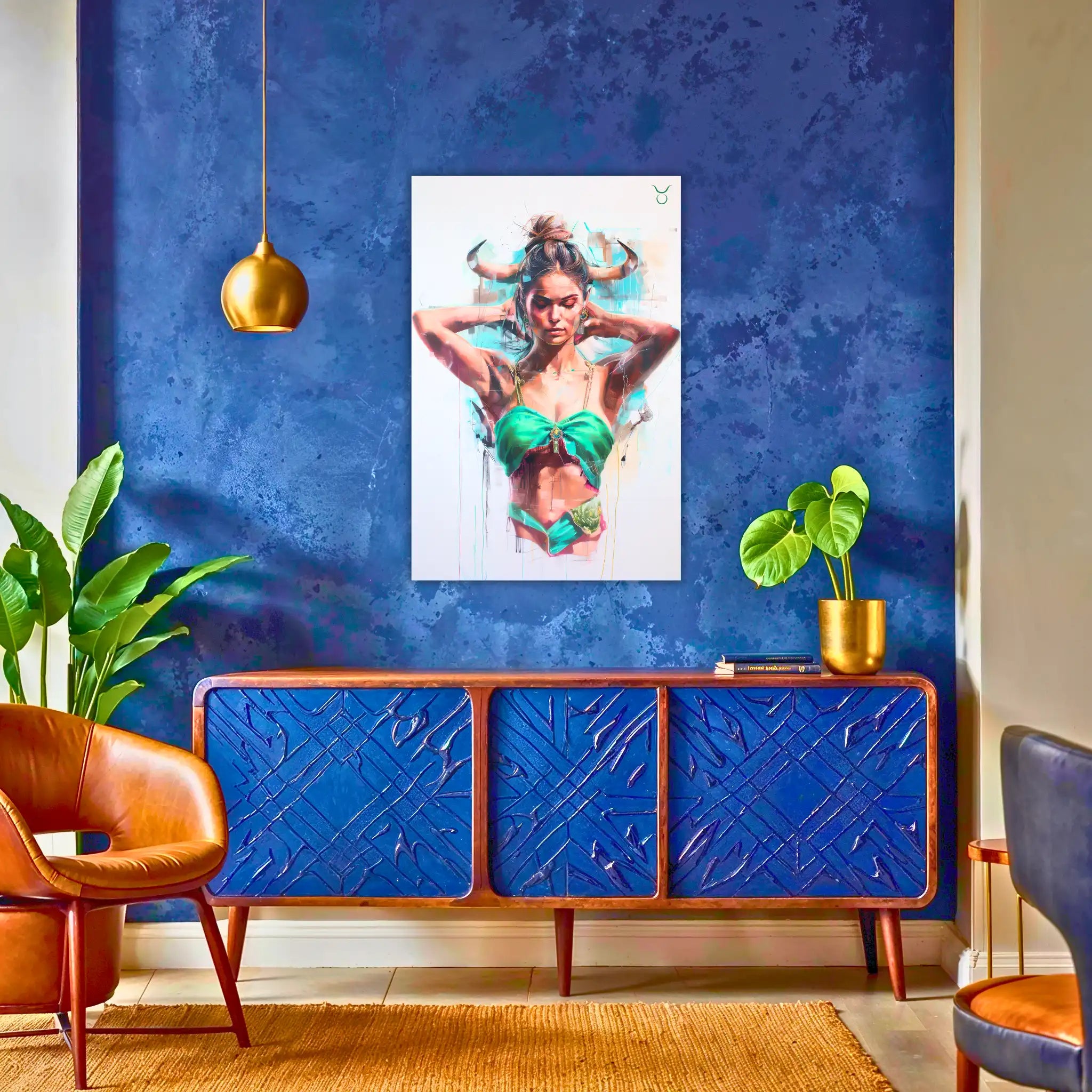 Tableau-Femme-Taureau-au-dessus-du-buffet | DreamWay