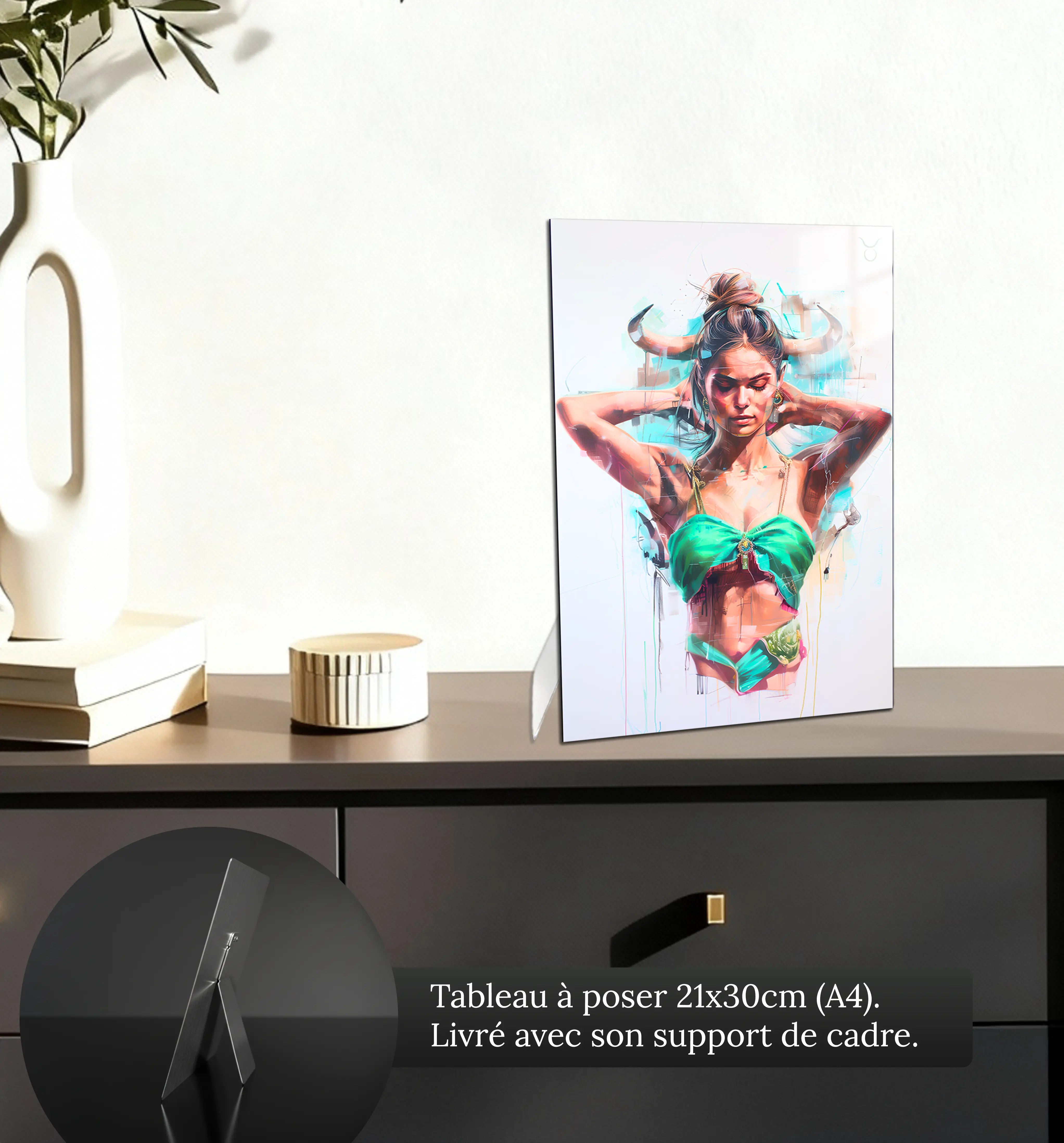 Tableau-Femme-Taureau-petit-format-a-poser-sur-meuble | DreamWay