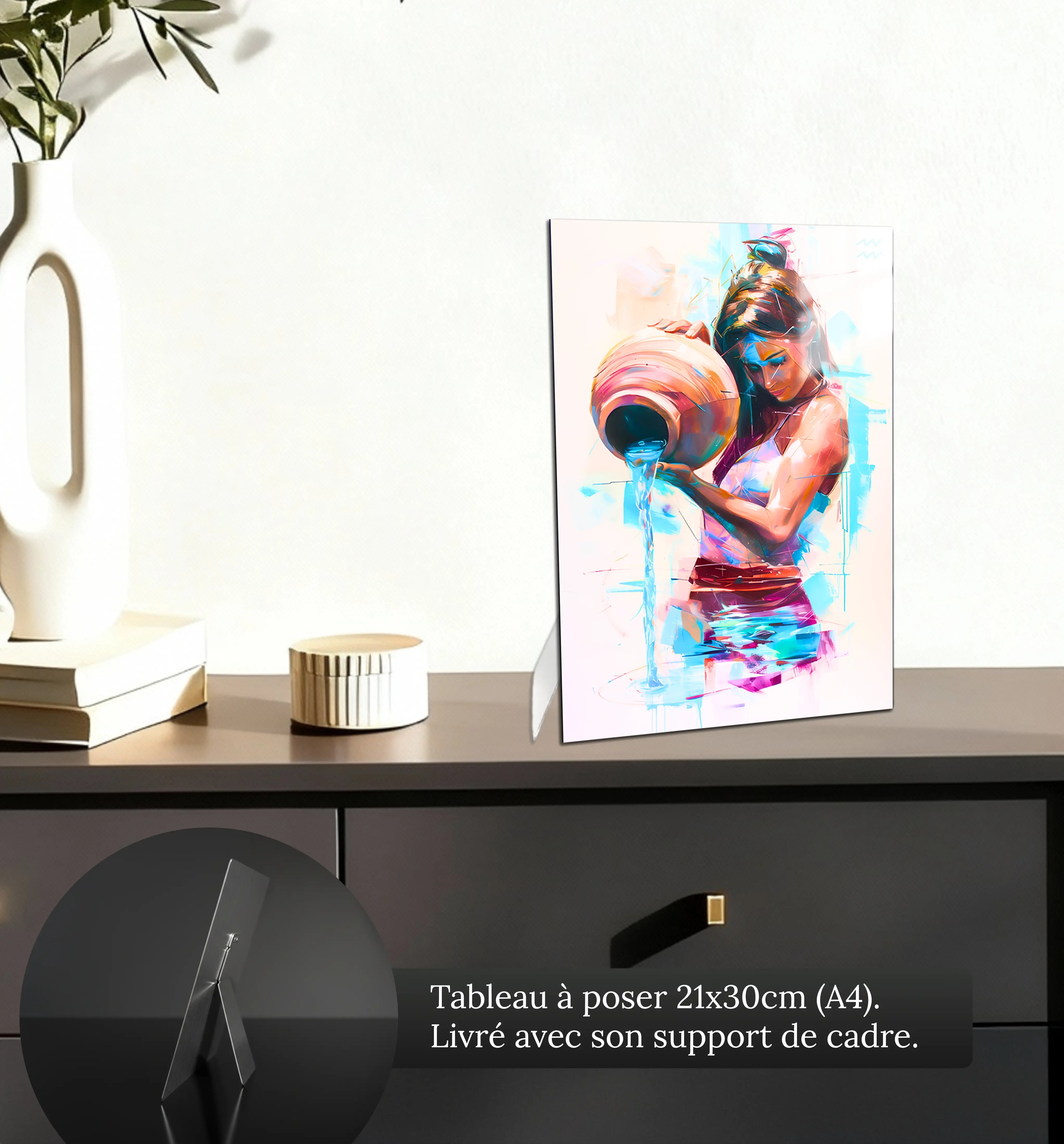 Tableau-Femme-Verseau-petit-format-a-poser-sur-meuble | DreamWay