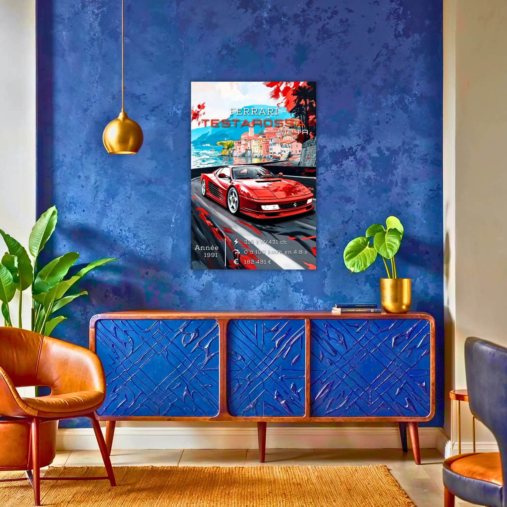 Tableau-Ferrari-Testarossa-512-TR-au-dessus-du-buffet | DreamWay