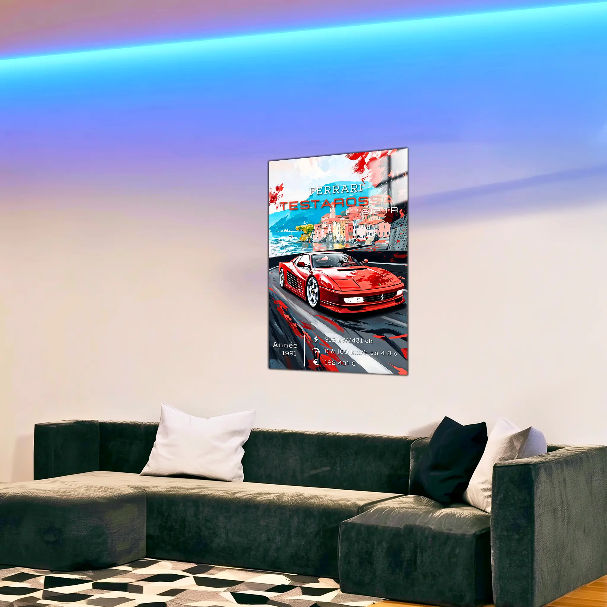 Tableau-Ferrari-Testarossa-512-TR-dans-le-salon | DreamWay