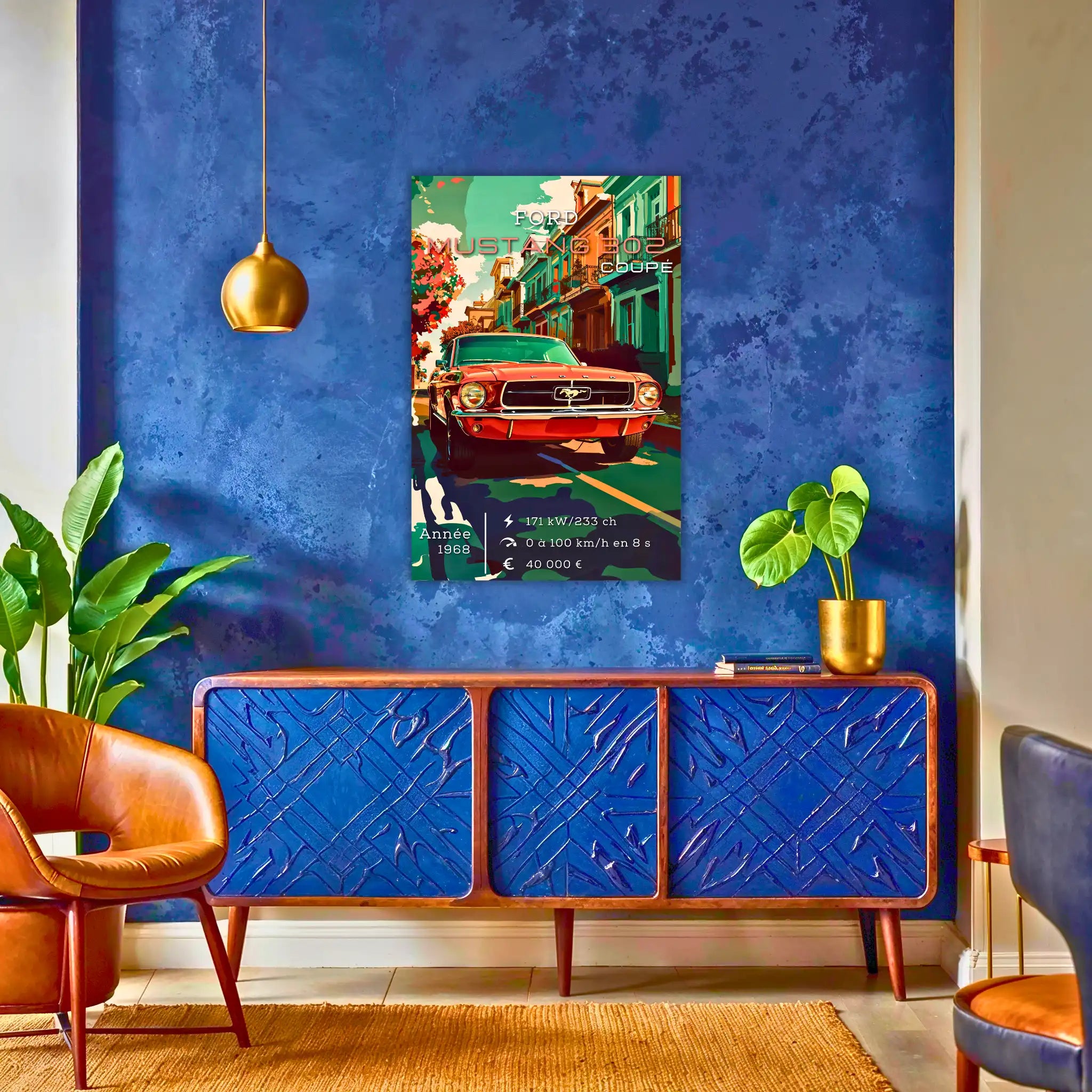 Tableau-Ford-Mustang-302-coupe-au-dessus-du-buffet | DreamWay