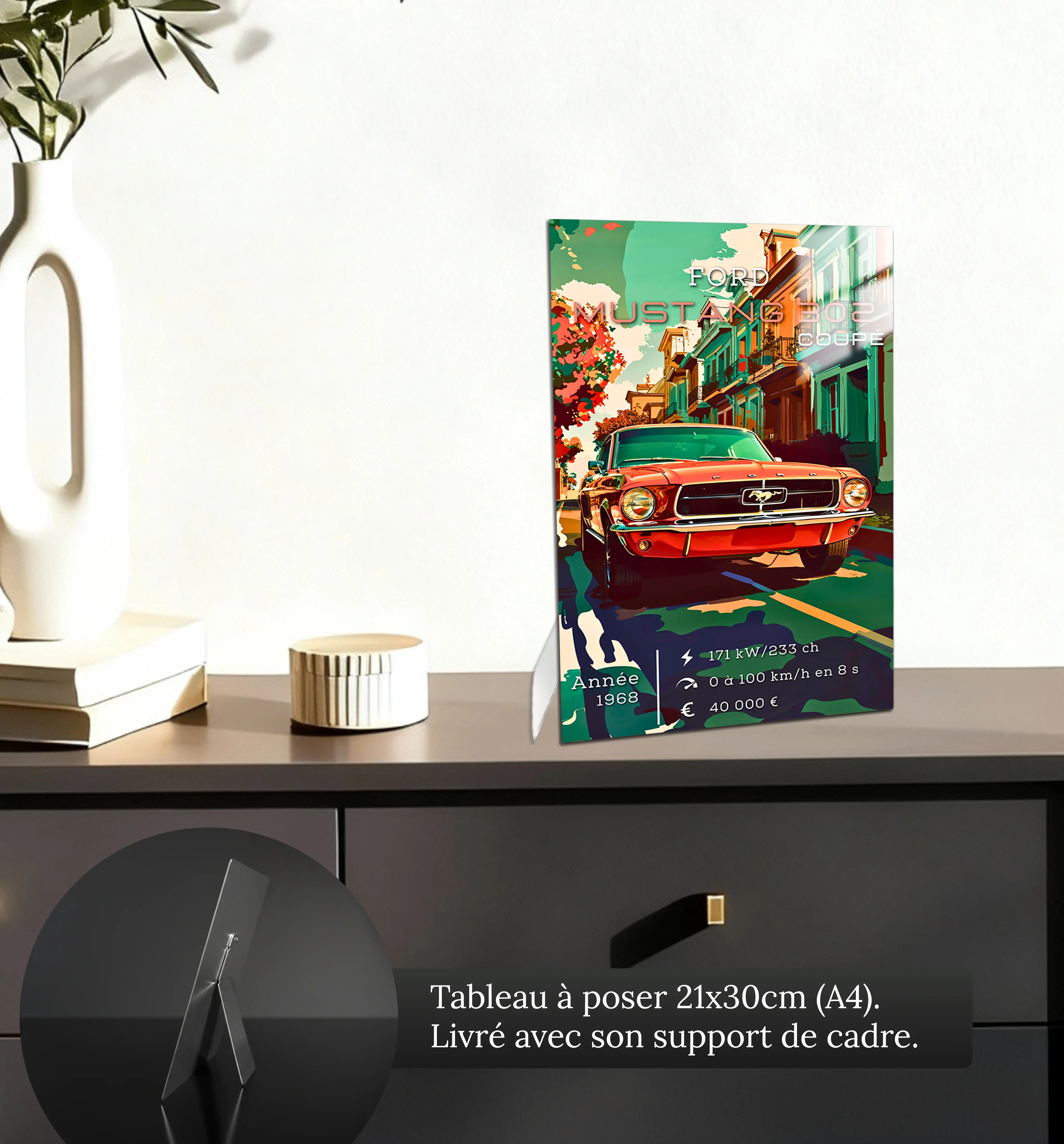 Tableau-Ford-Mustang-302-coupe-petit-format-a-poser-sur-meuble | DreamWay
