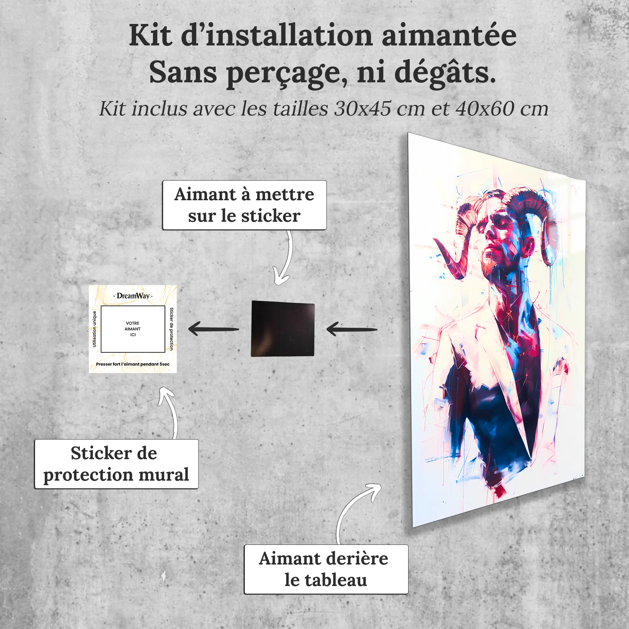Tableau-Homme-Belier-avec-installation-aimantee | DreamWay
