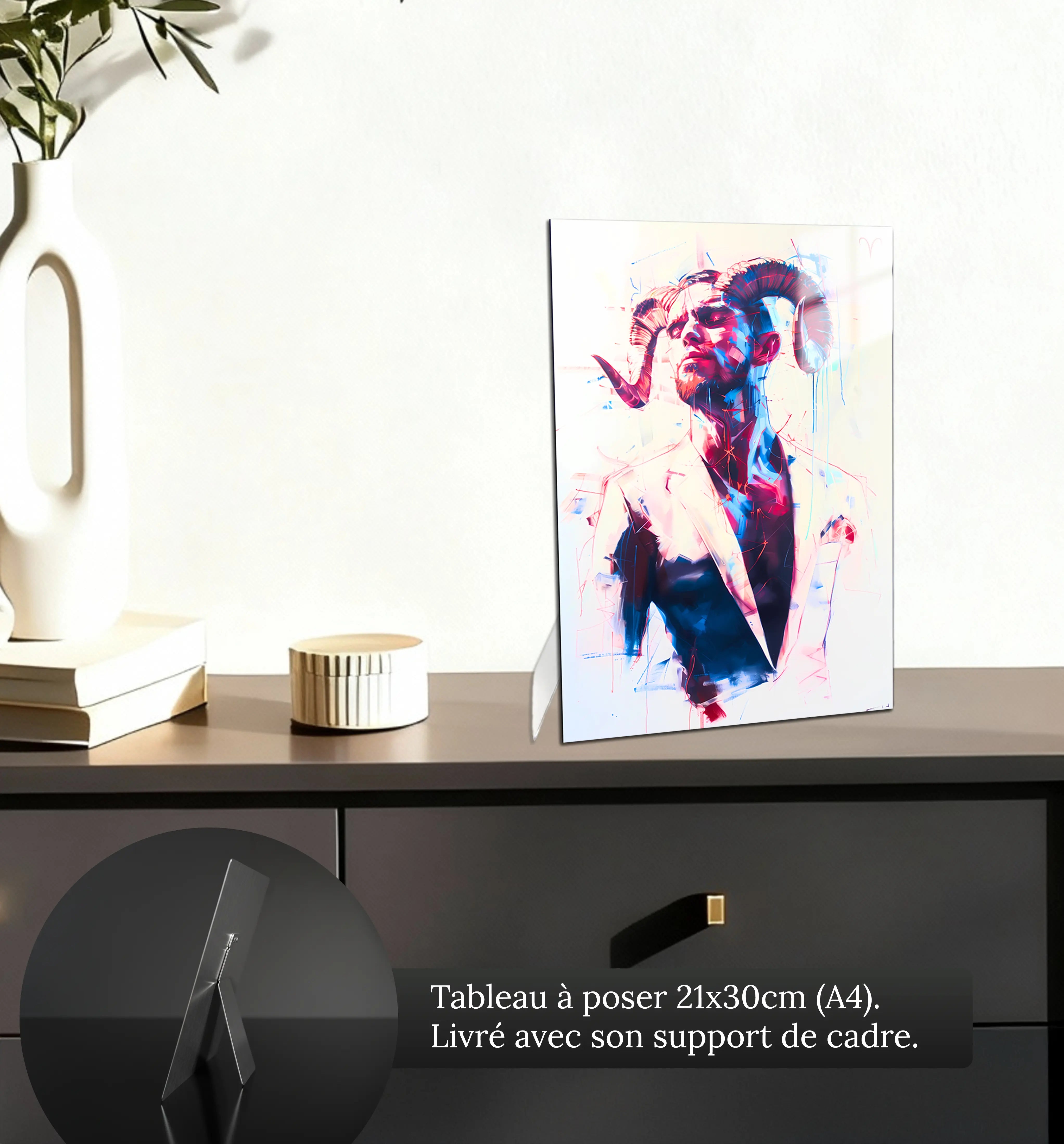 Tableau-Homme-Belier-petit-format-a-poser-sur-meuble | DreamWay