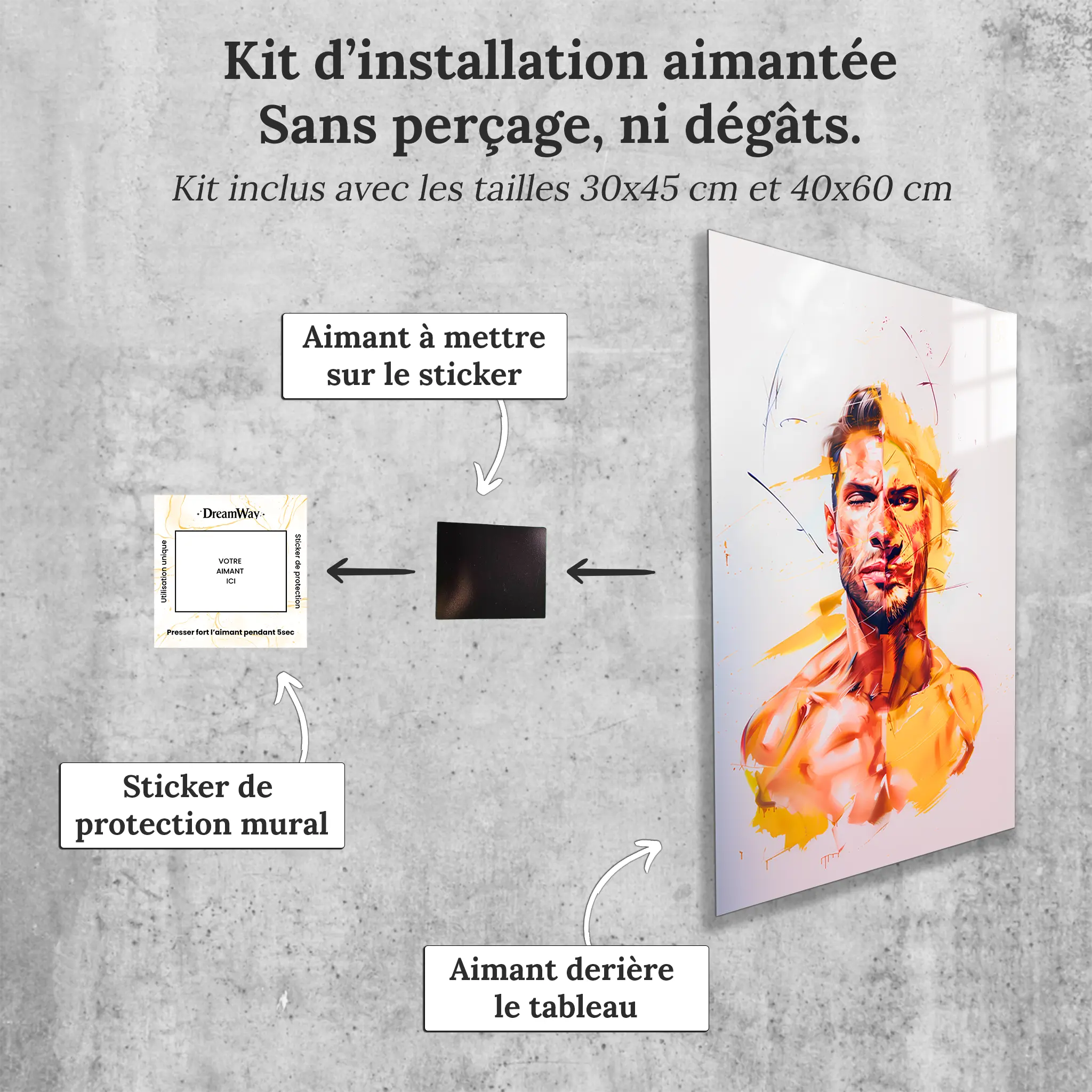 Tableau-Homme-Lion-avec-installation-aimantee | DreamWay