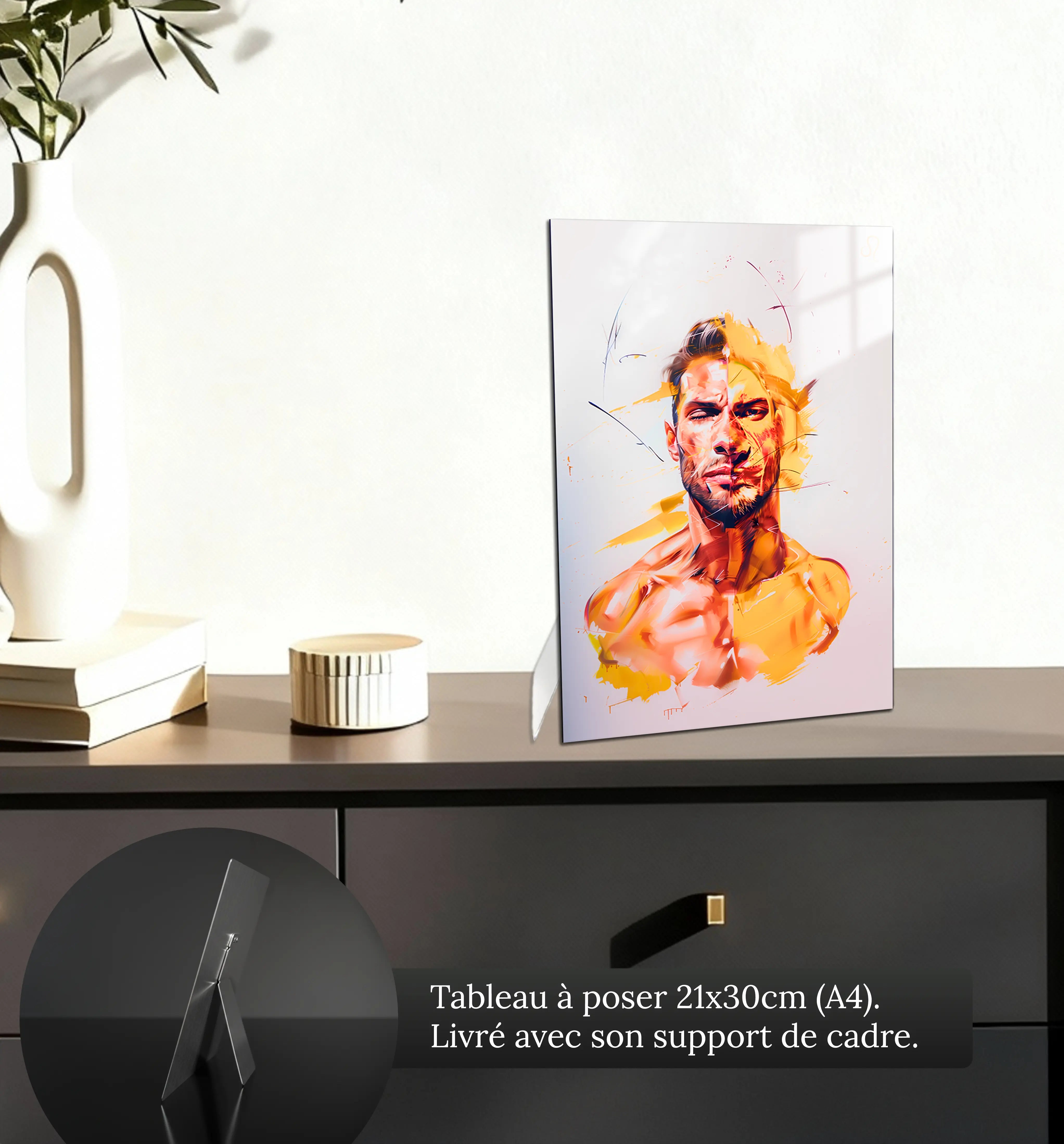 Tableau-Homme-Lion-petit-format-a-poser-sur-meuble | DreamWay