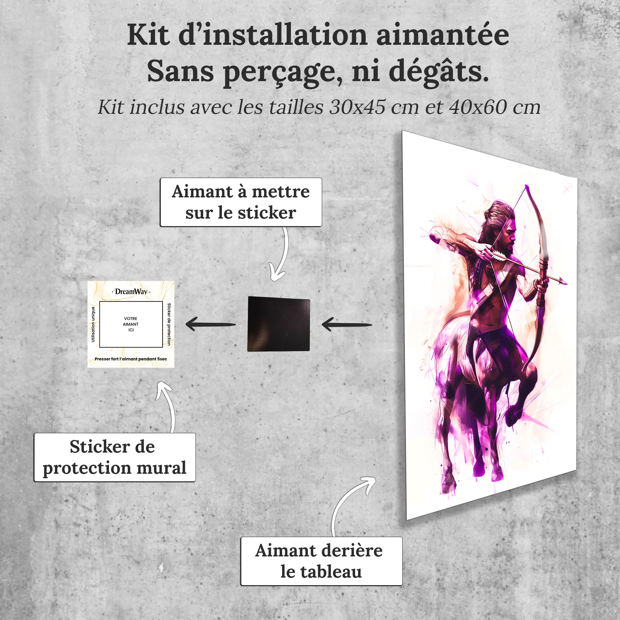 Tableau-Homme-Sagittaire-avec-installation-aimantee | DreamWay
