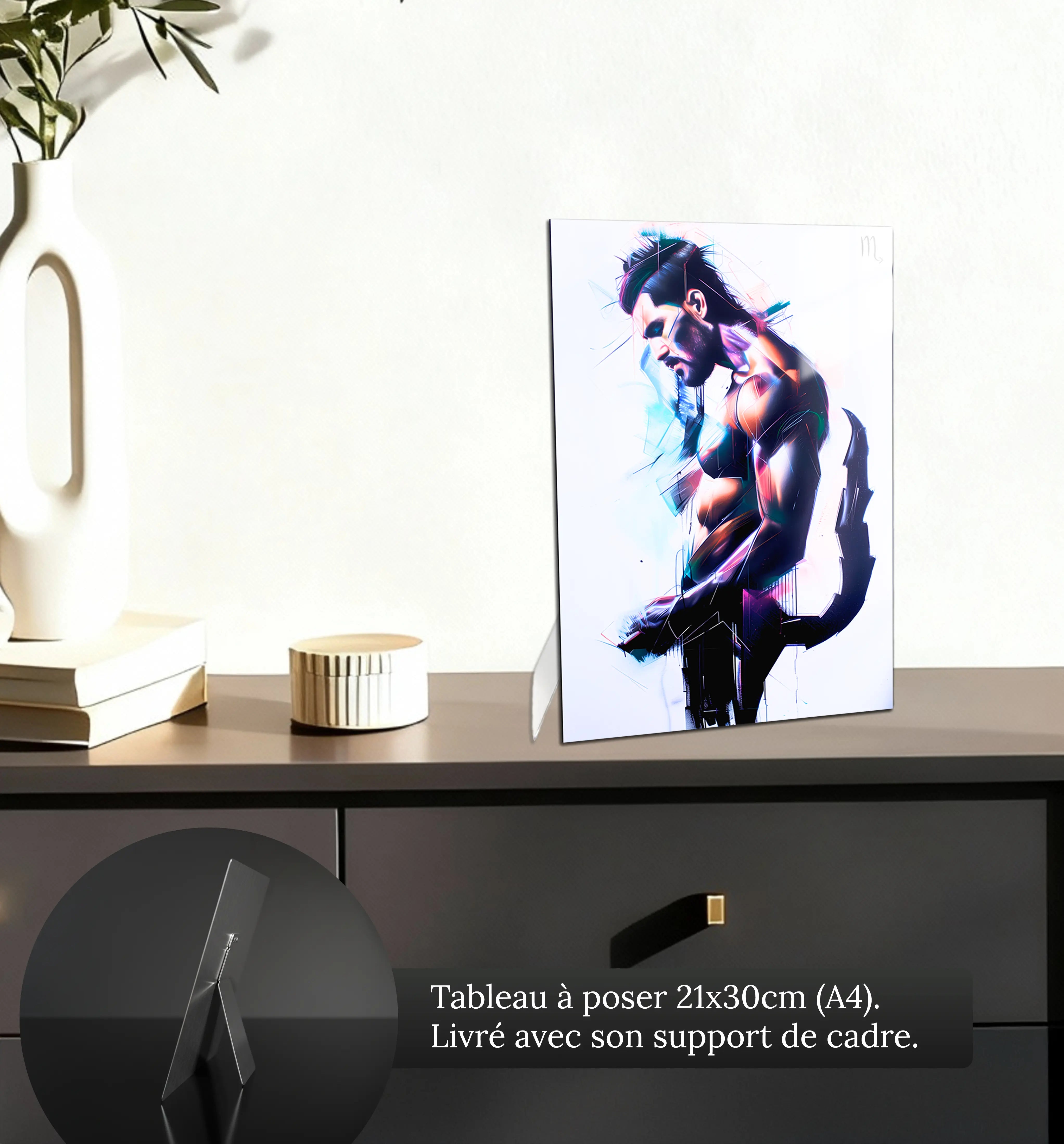 Tableau-Homme-Scorpion-petit-format-a-poser-sur-meuble | DreamWay