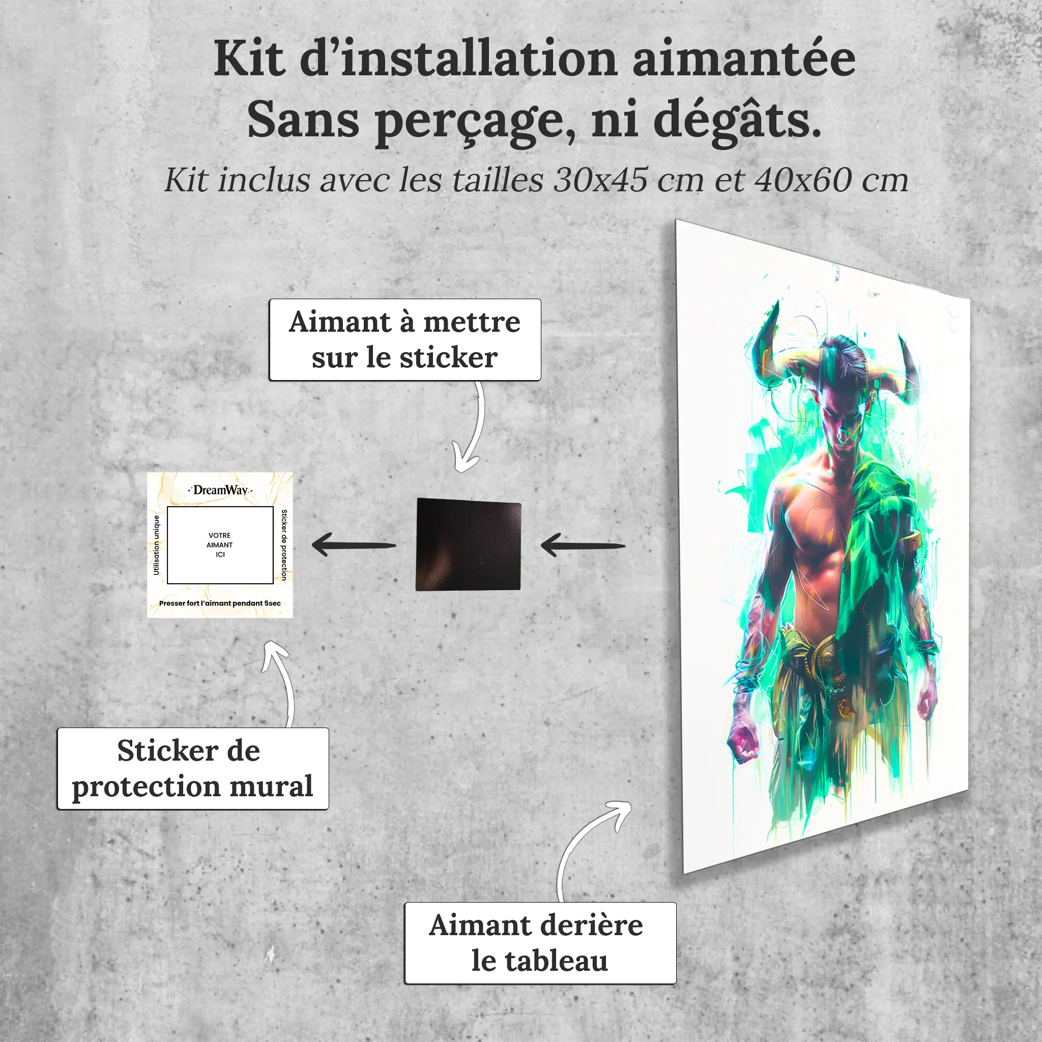 Tableau-Homme-Taureau-avec-installation-aimantee | DreamWay