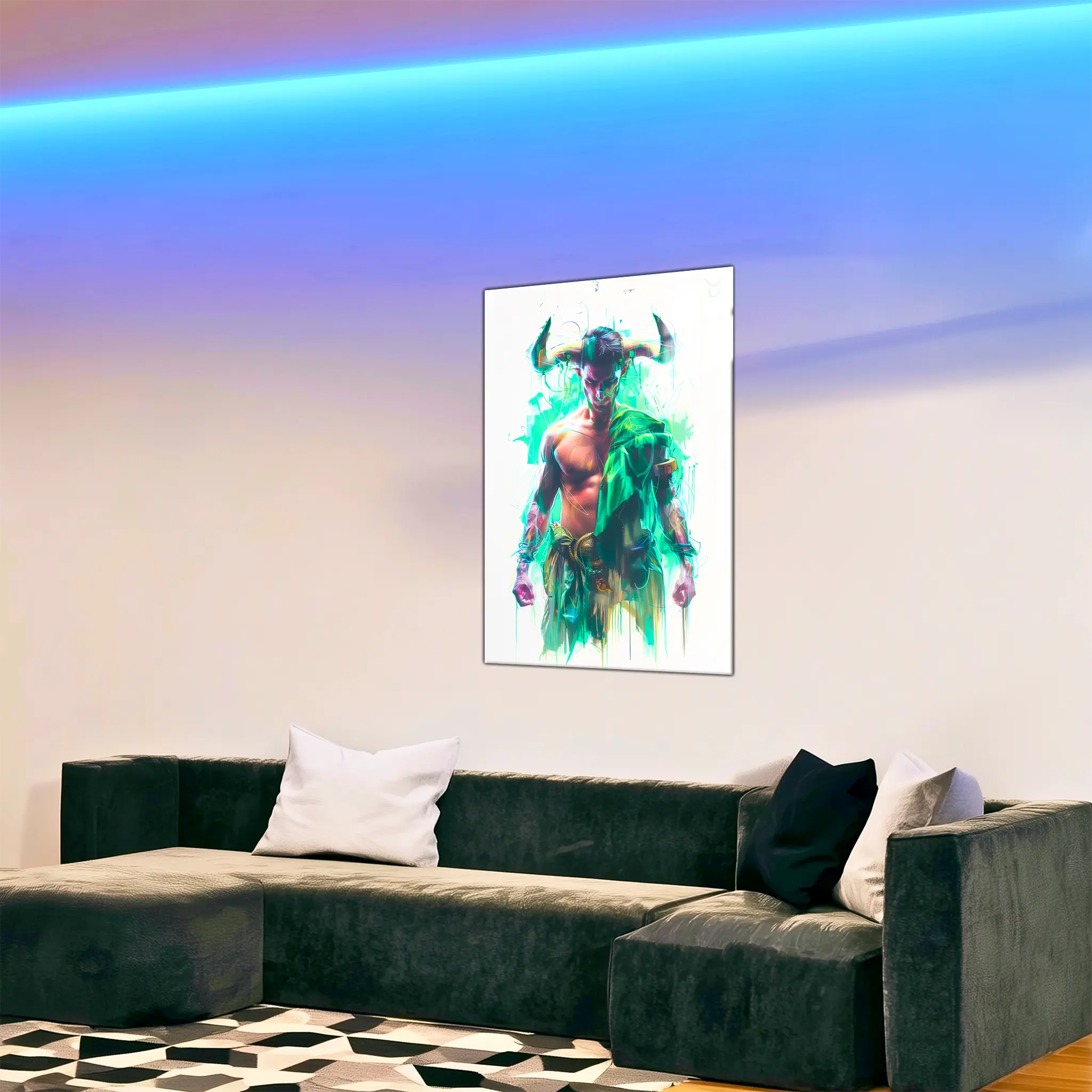 Tableau-Homme-Taureau-dans-le-salon | DreamWay
