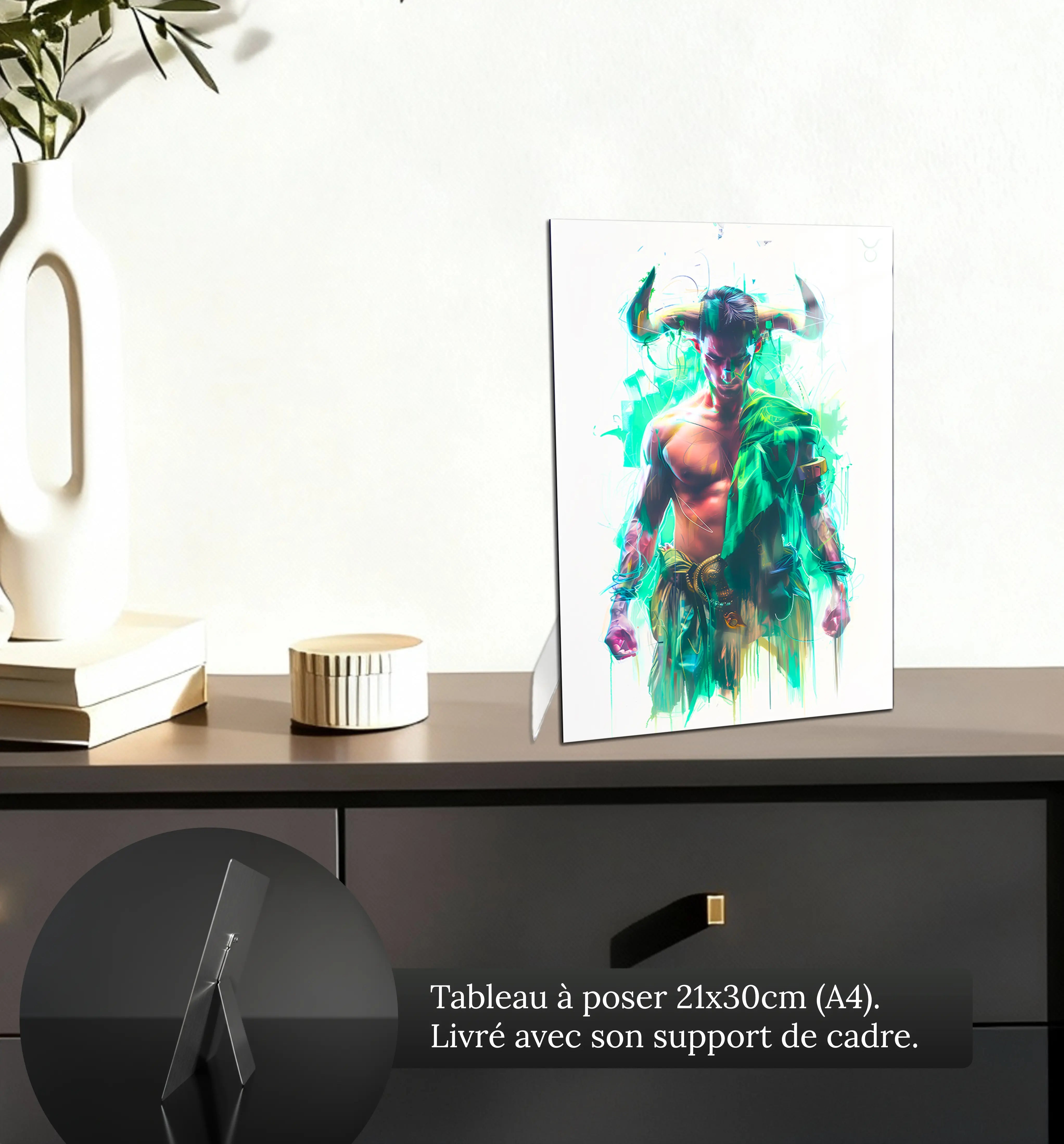 Tableau-Homme-Taureau-petit-format-a-poser-sur-meuble | DreamWay