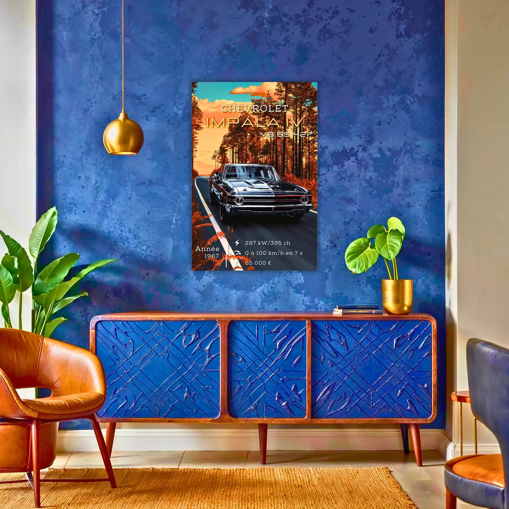 Tableau-Impala-Chevrolet-V8-SS-427-au-dessus-du-buffet | DreamWay