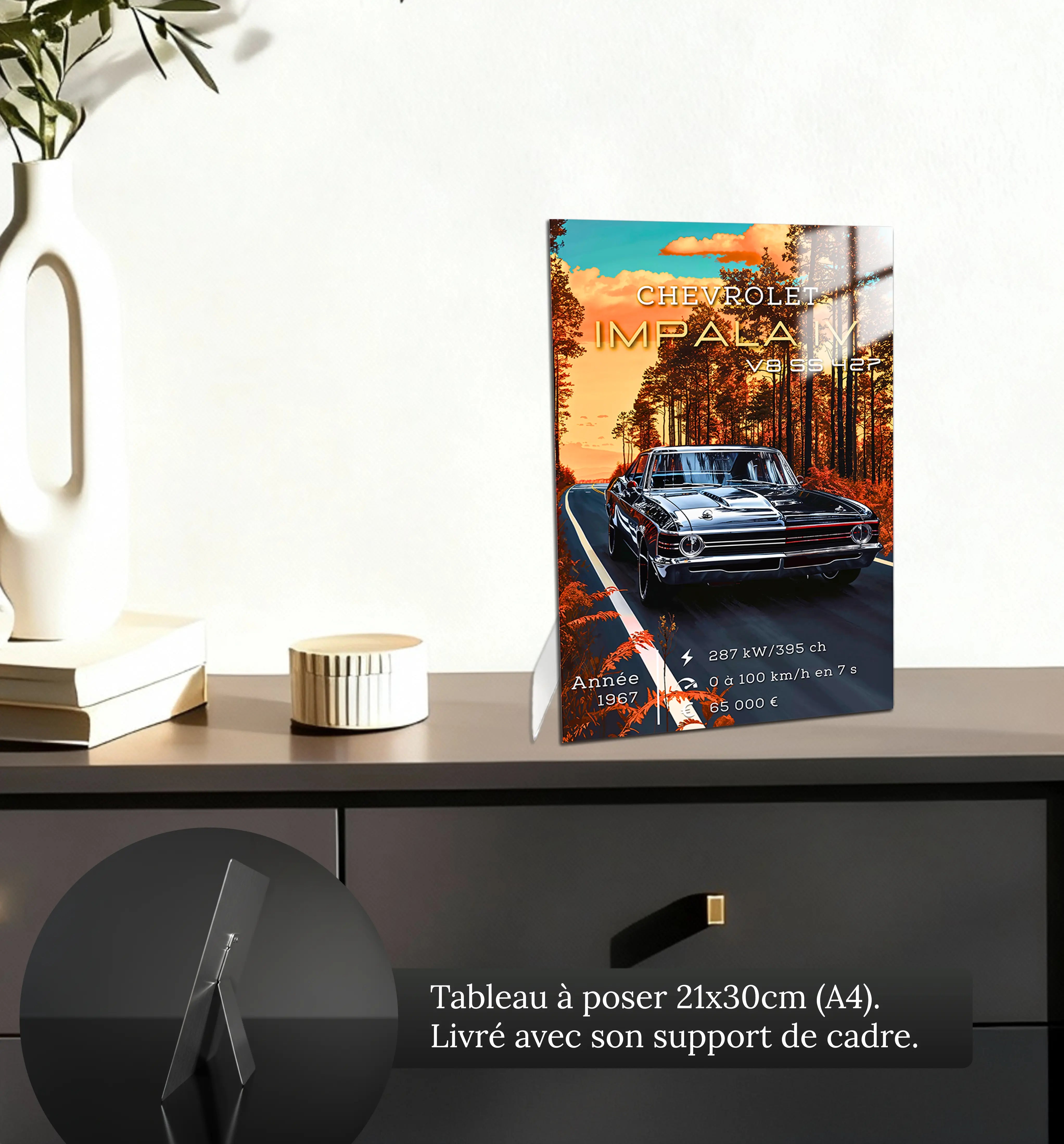 Tableau-Impala-Chevrolet-V8-SS-427-petit-format-a-poser-sur-meuble | DreamWay