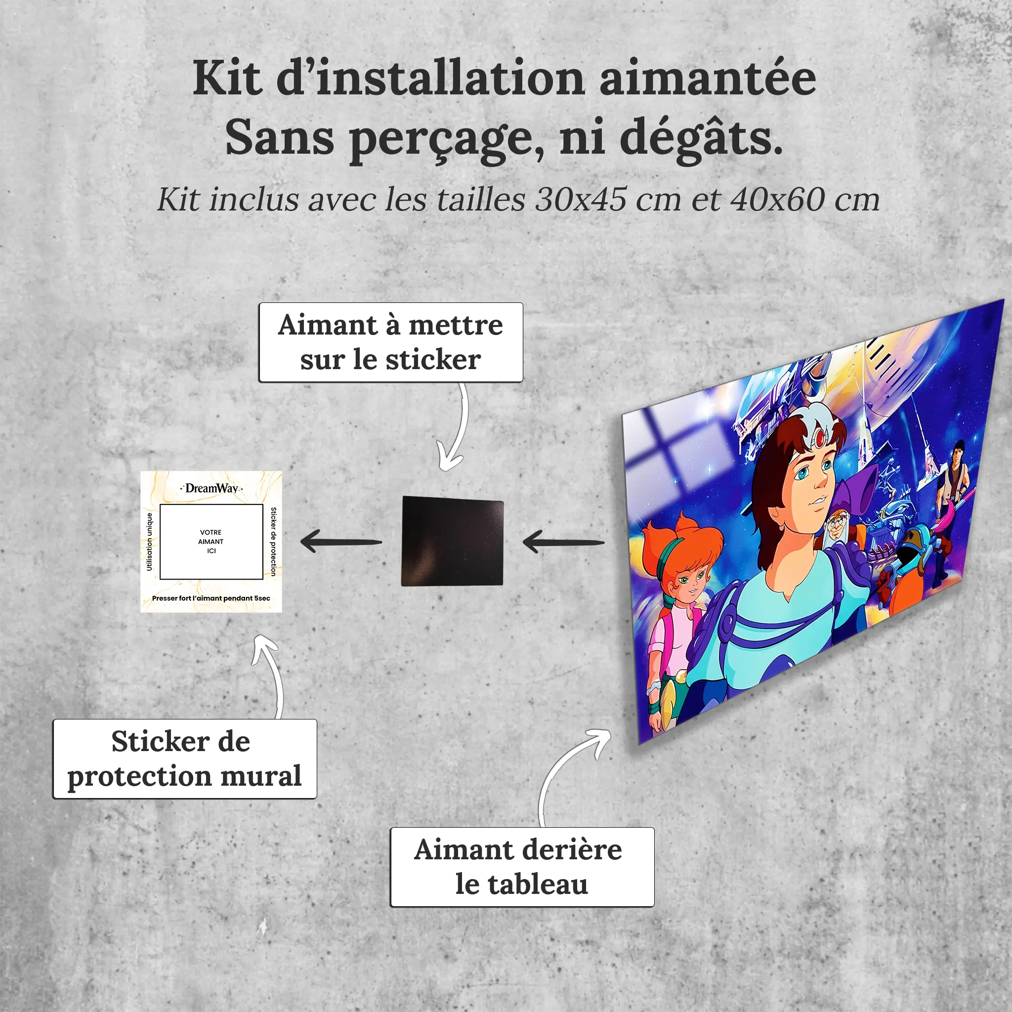 Tableau-Jayce-et-les-conquerants-de-la-lumiere-avec-installation-aimantee | DreamWay