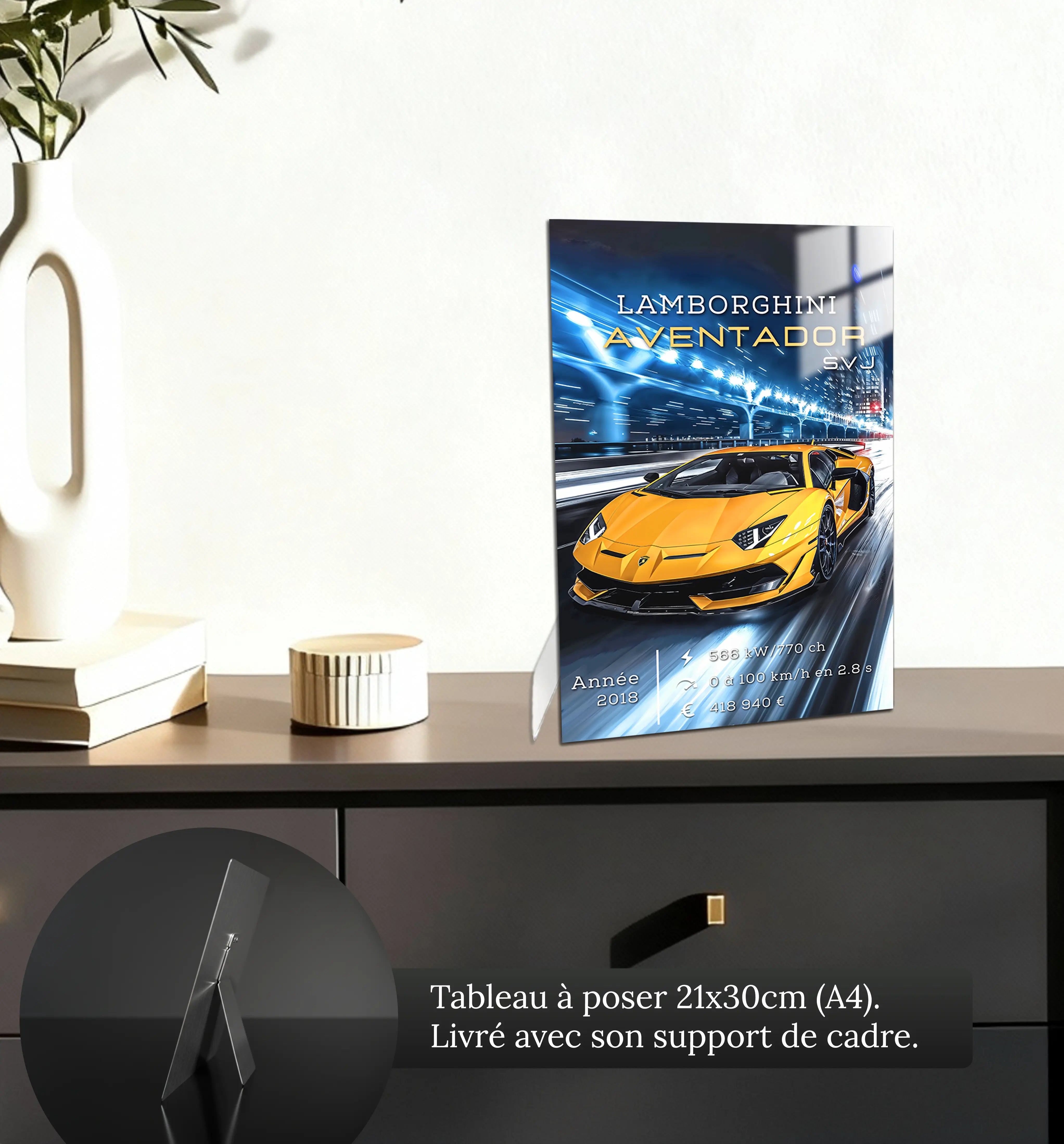 Tableau-Lamborghini-Aventador-SVJ-petit-format-a-poser-sur-meuble | DreamWay