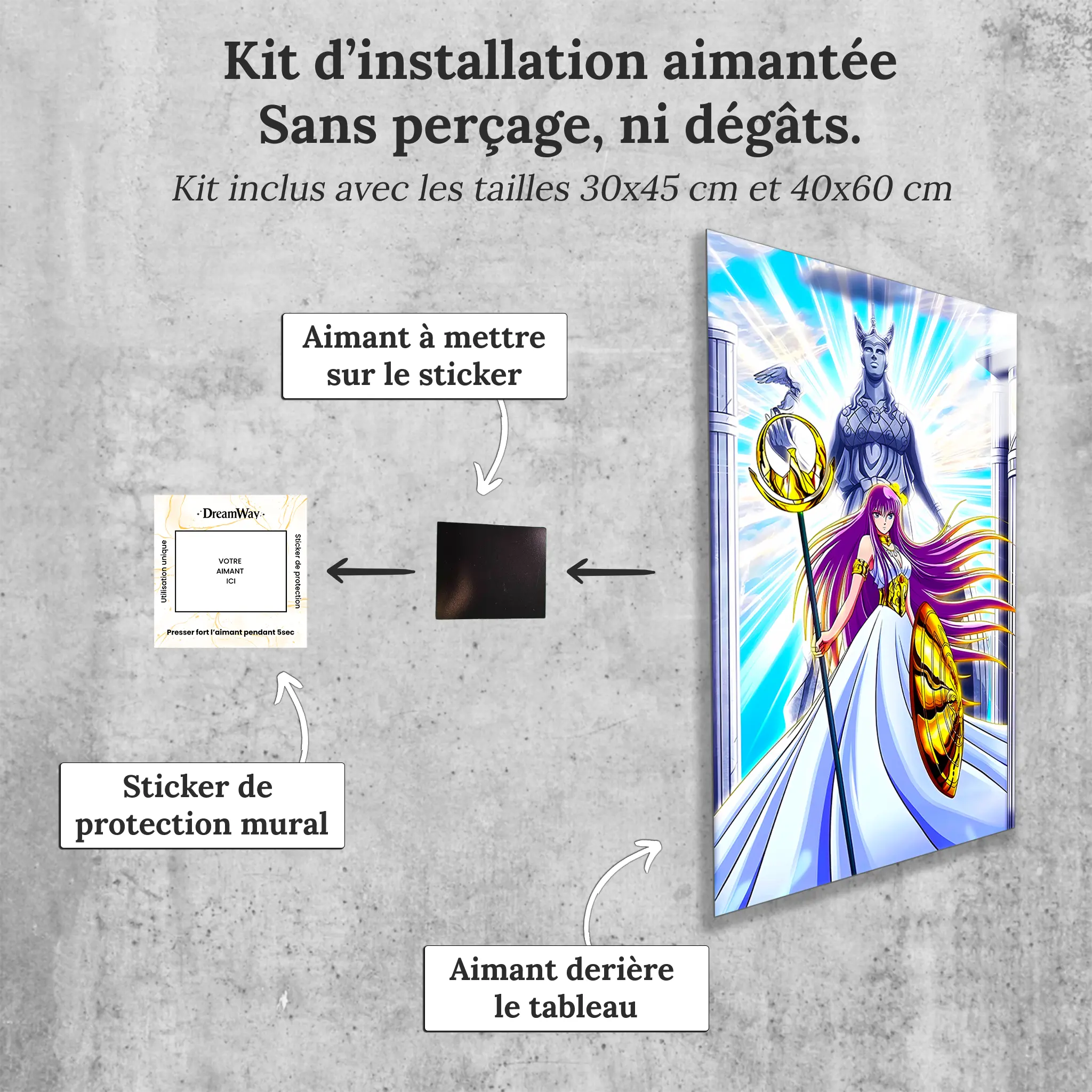Tableau-Les-Chevaliers-Du-Zodiaque-Deesse-Athena-avec-installation-aimantee | DreamWay