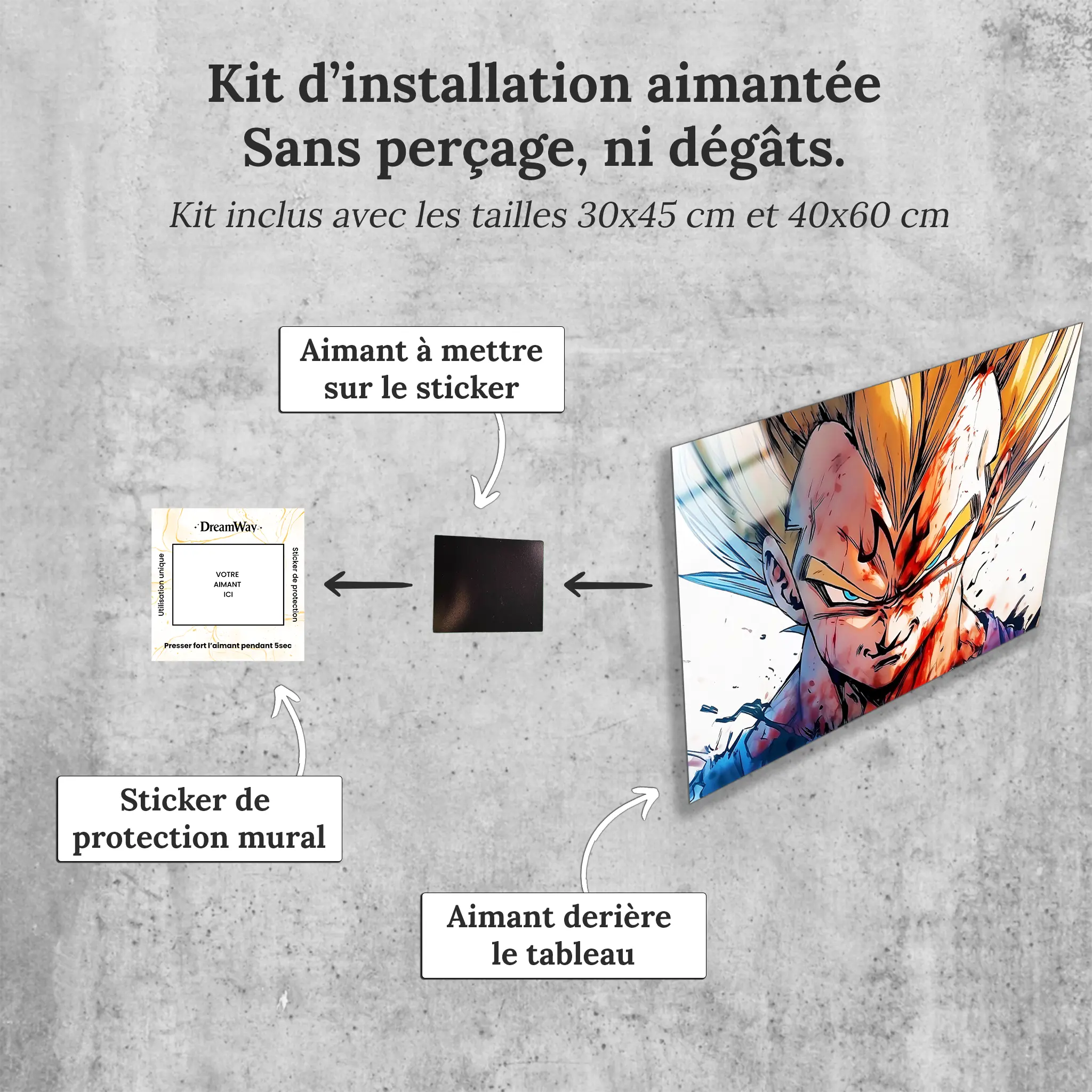 Tableau-Majin-Vegeta-avec-installation-aimantee | DreamWay