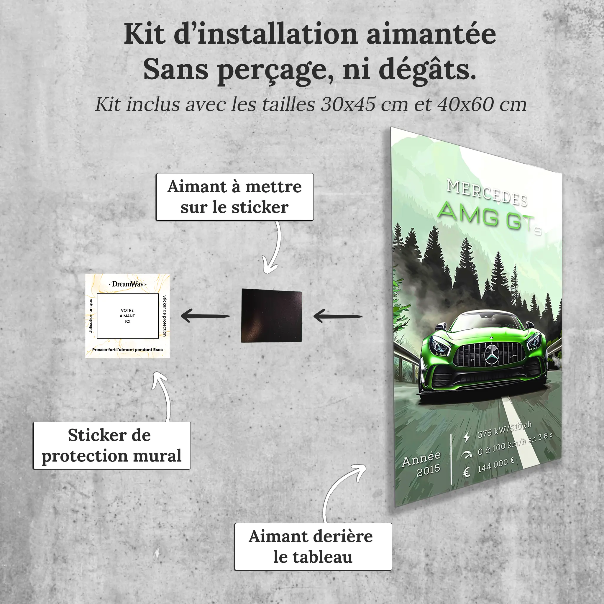Tableau-Mercedes-AMG-GT-S-avec-installation-aimantee | DreamWay