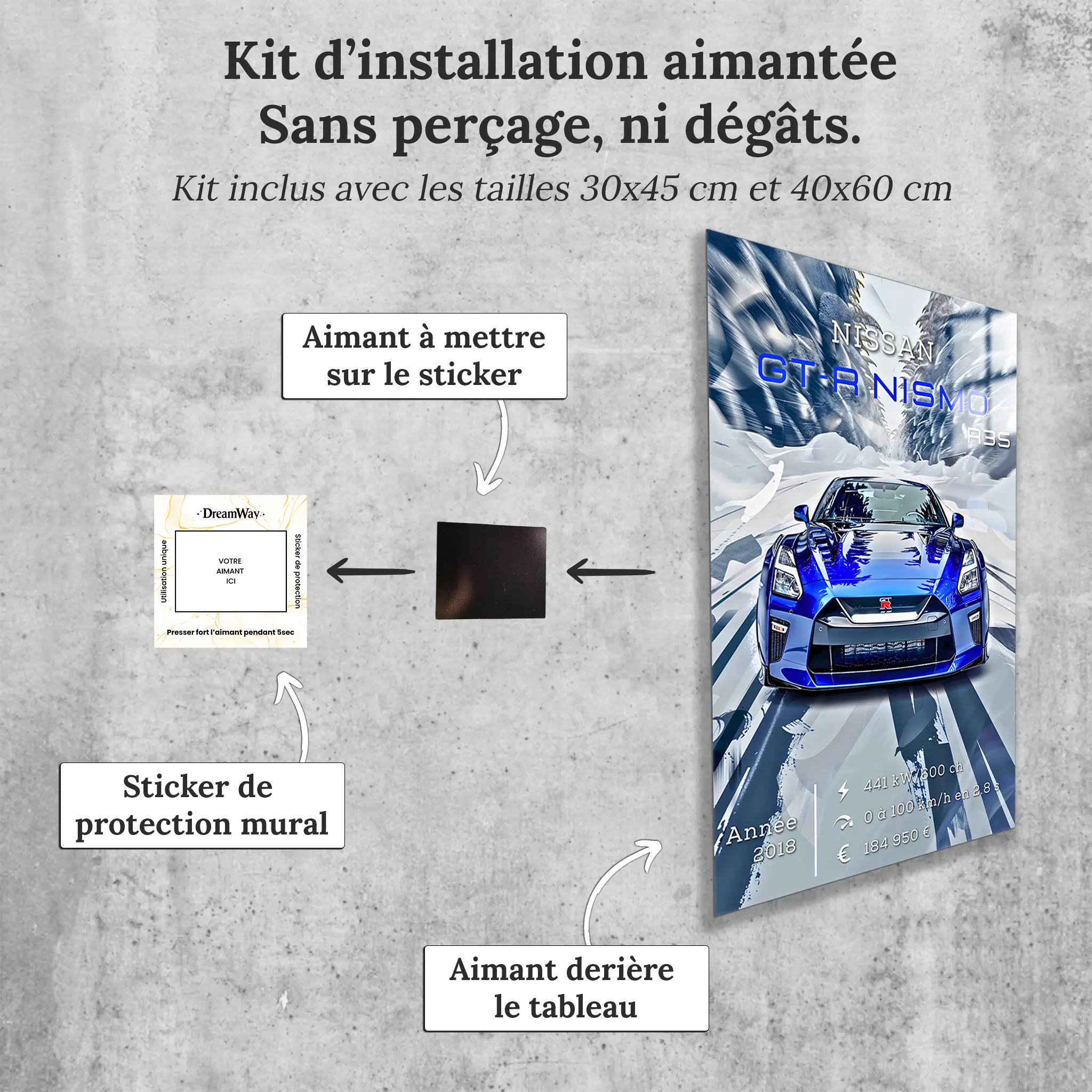 Tableau-Nissan-GTR-Nismo-R35-avec-installation-aimantee | DreamWay