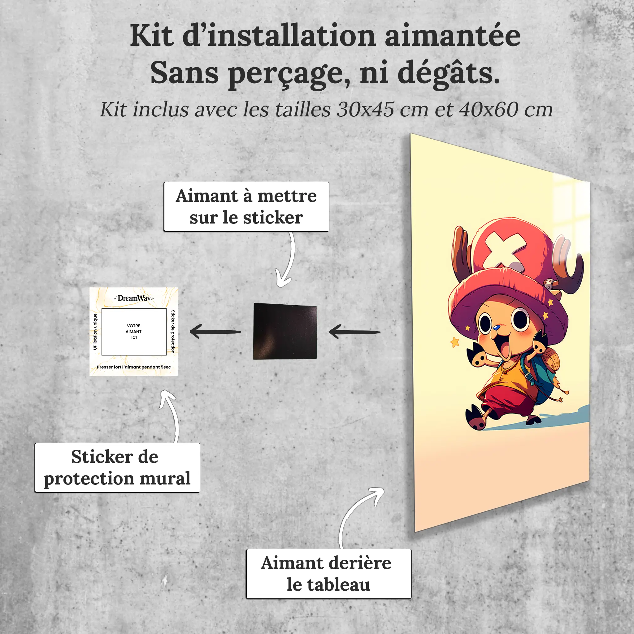 Tableau-One-piece-Chibi-Chopper-avec-installation-aimantee | DreamWay
