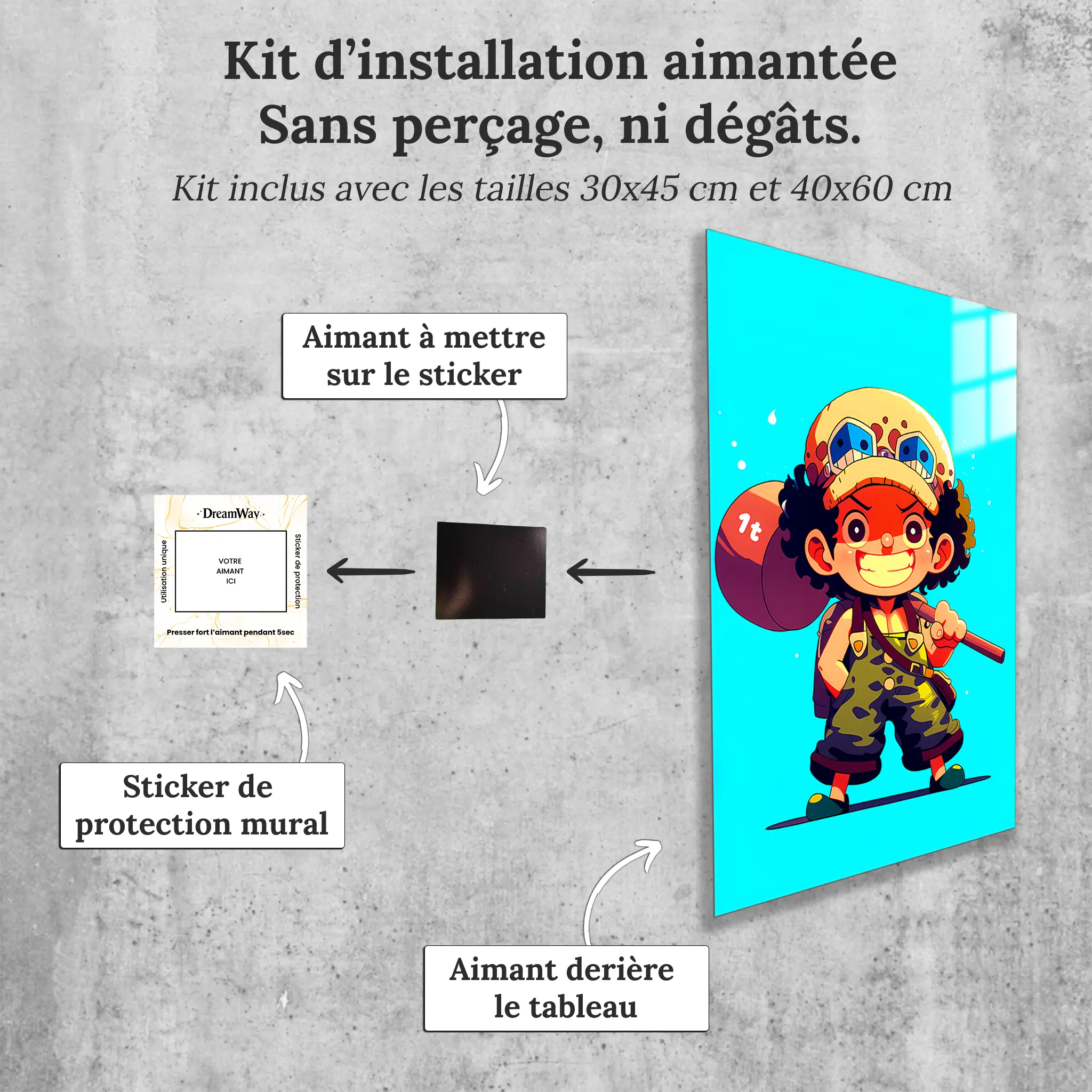 Tableau-One-piece-Chibi-Usopp-avec-installation-aimantee | DreamWay