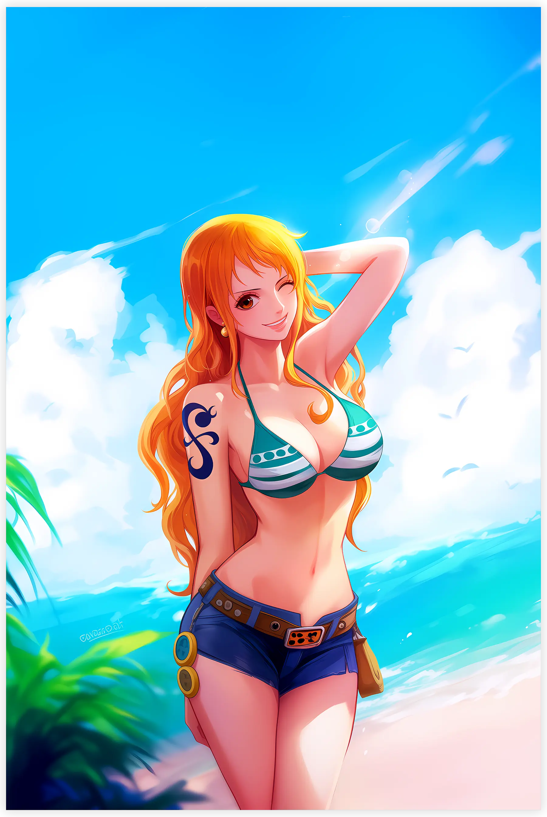 Tableau-One-piece-Nami-a-la-plage | DreamWay